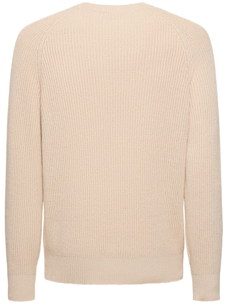 Cotton knit crewneck sweater - 3