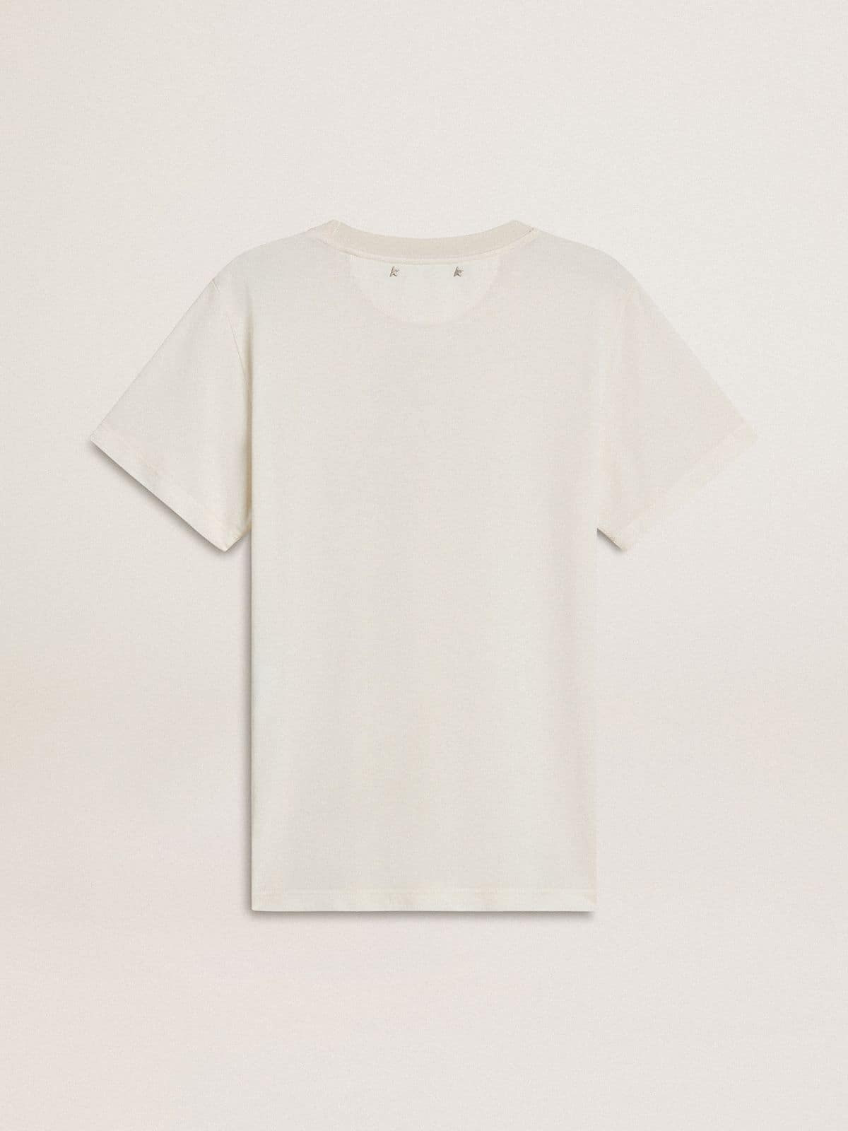 Women's white T-shirt with print on the front - 6