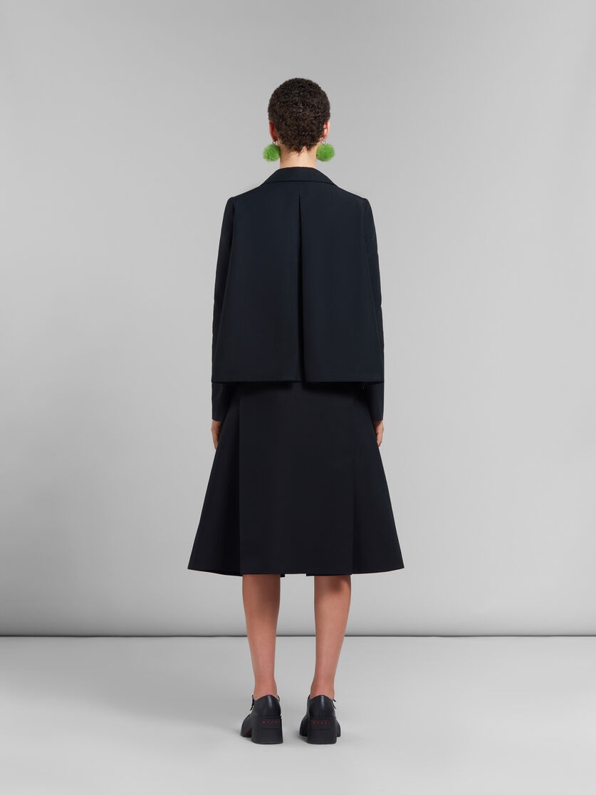 BLACK A-LINE CADY JACKET WITH BACK PLEAT - 3