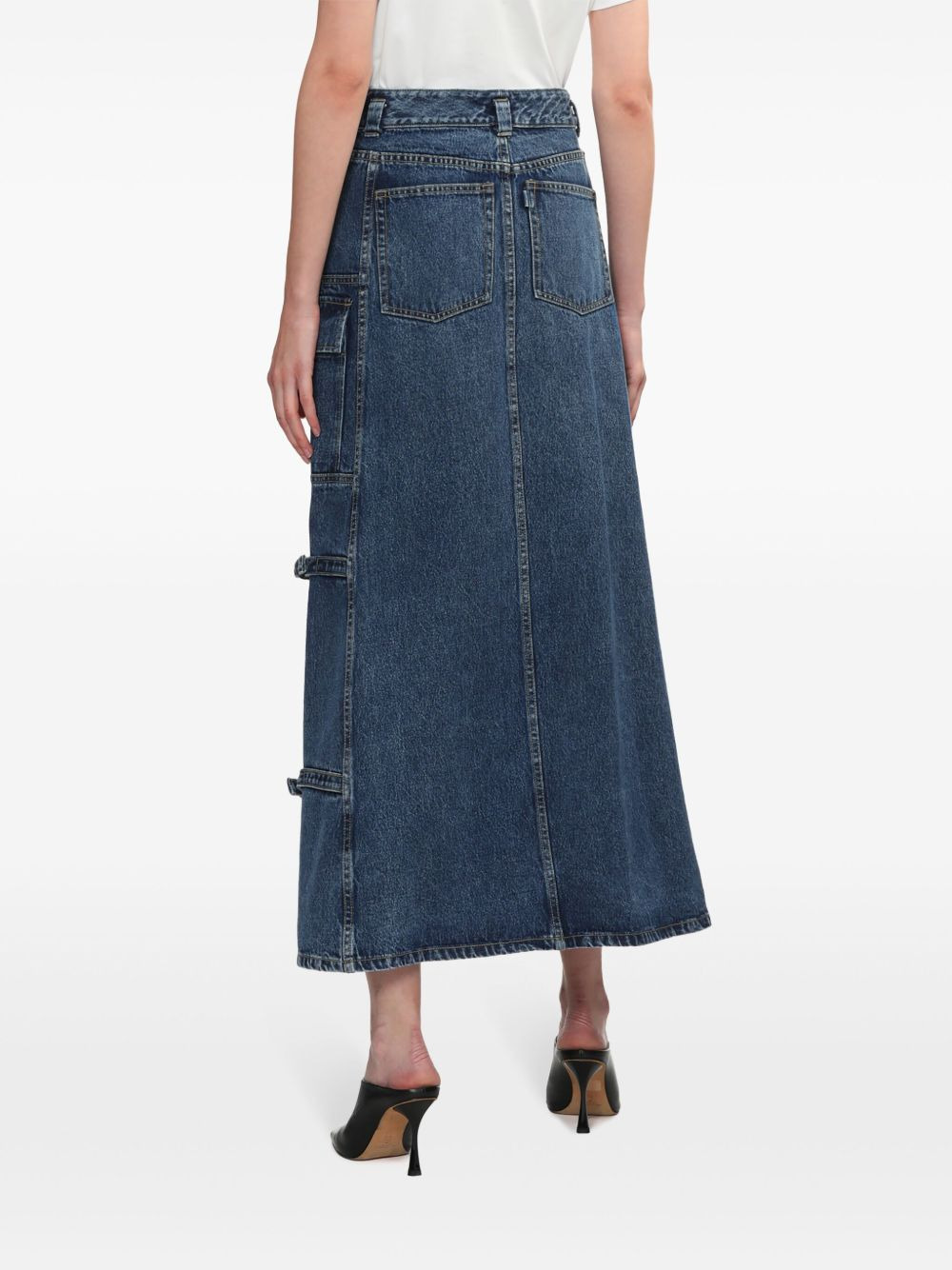 denim cargo midi skirt - 4