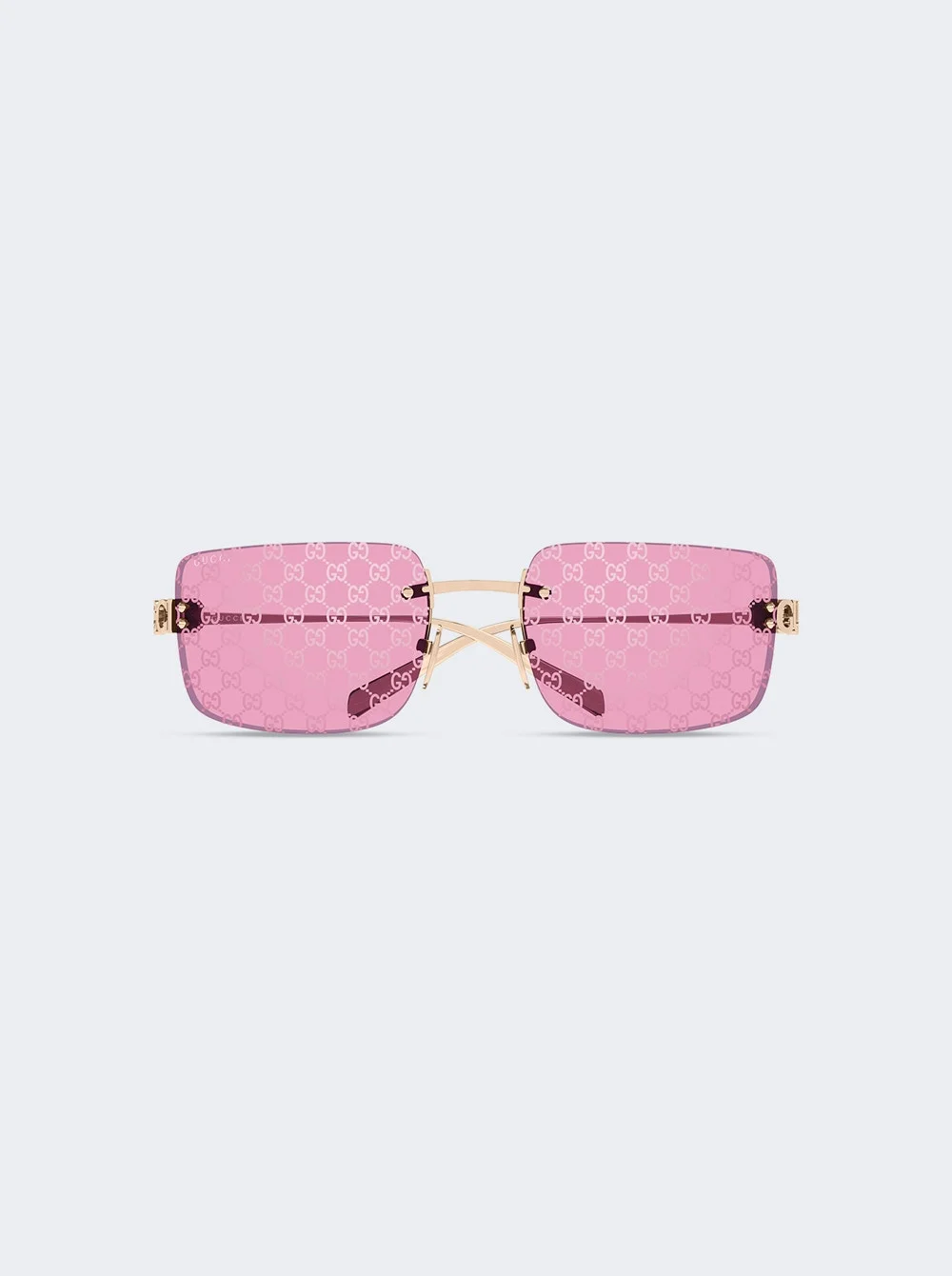 Rimless Gg Sunglasses Gold And Pink Lenses - 1