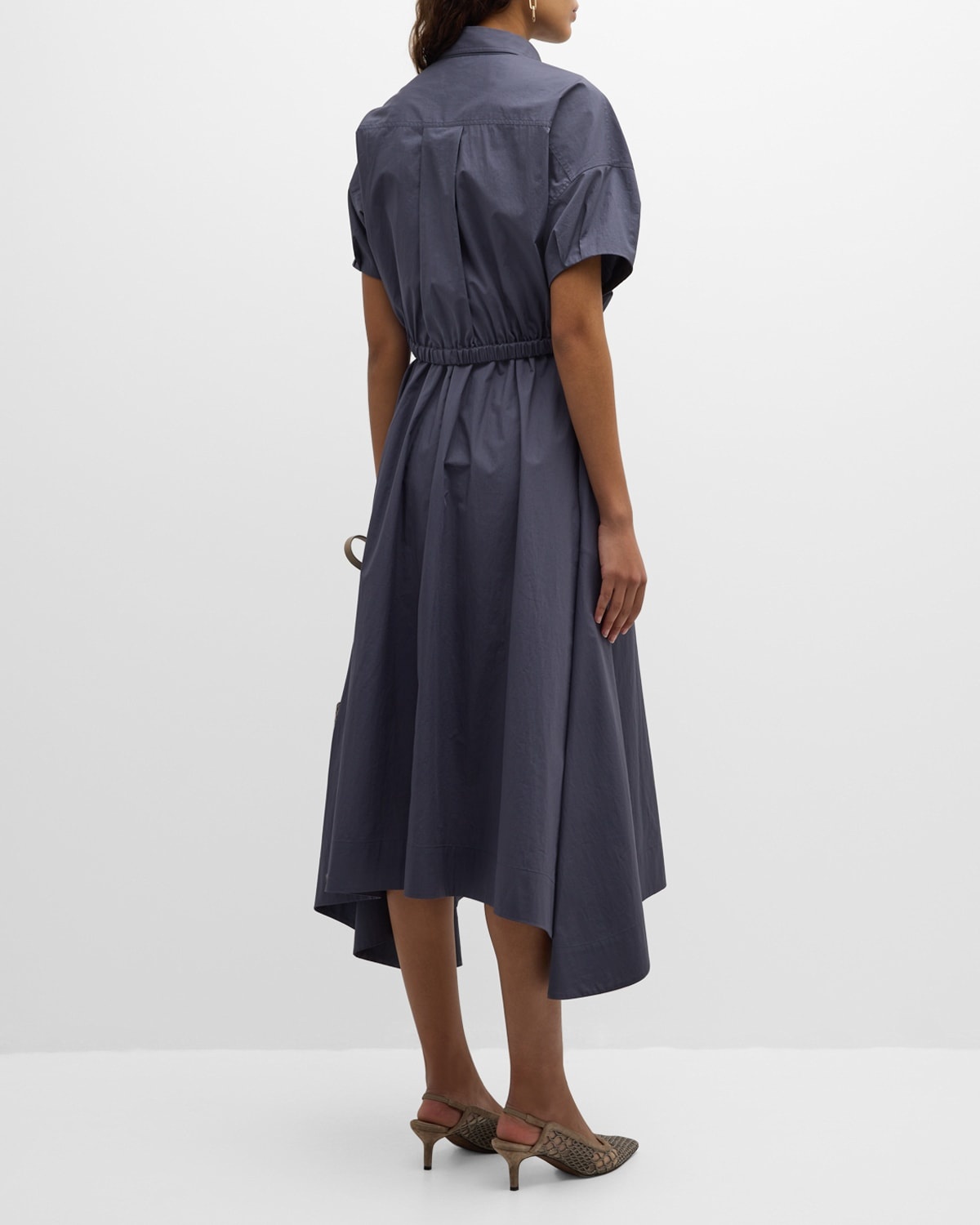 Light-Weight Shirtdress with Fitted Waist and Monili Loop Detail - 6