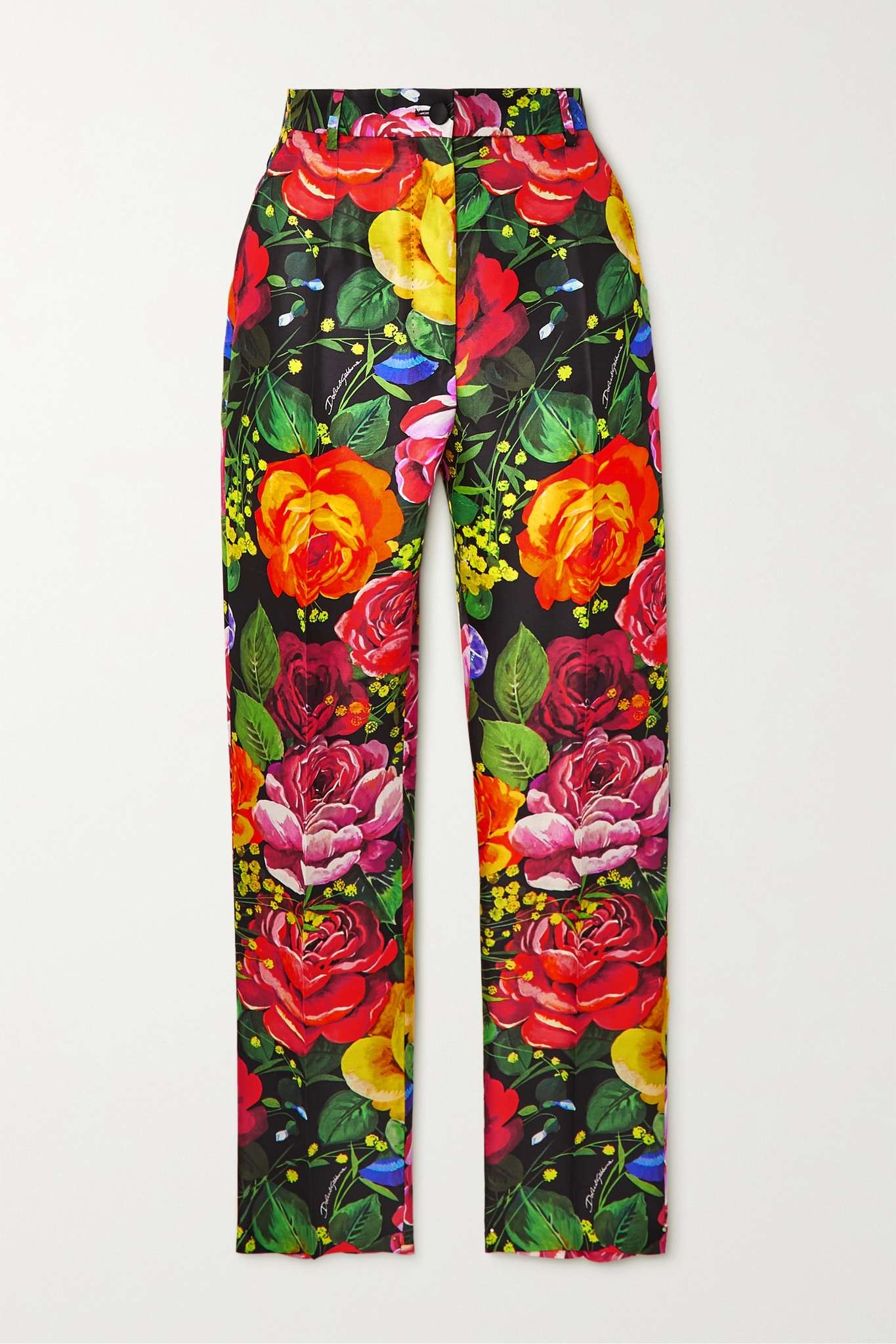 Cropped floral-print mikado-silk pants - 1