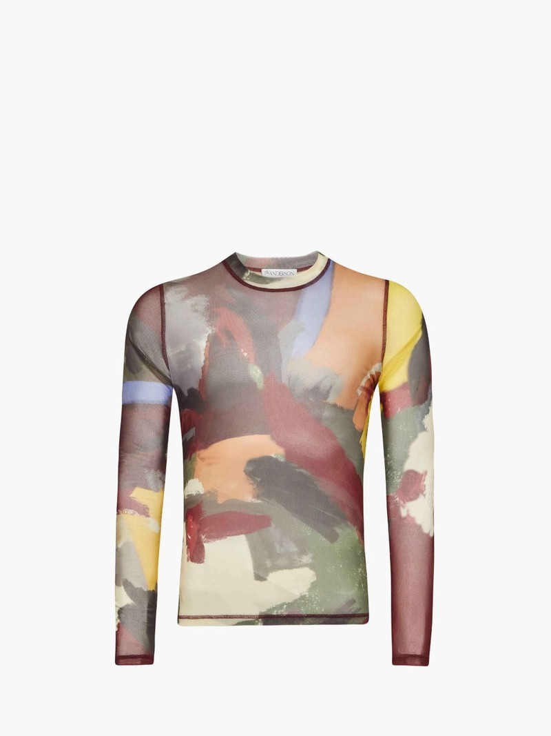 ABSTRACT' PRINT - SHEER LONG SLEEVE TOP 1
