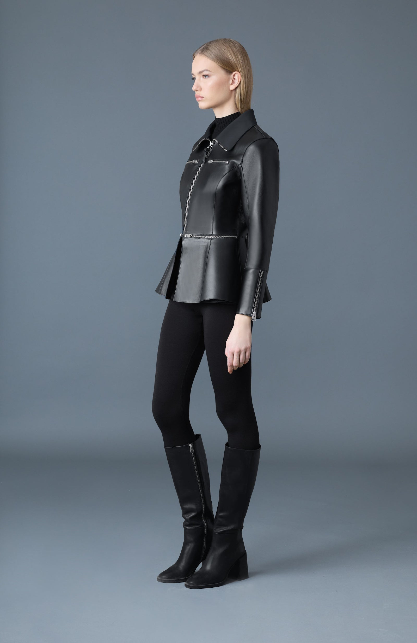 JESSYAN Fitted Lamb Leather Jacket - 3