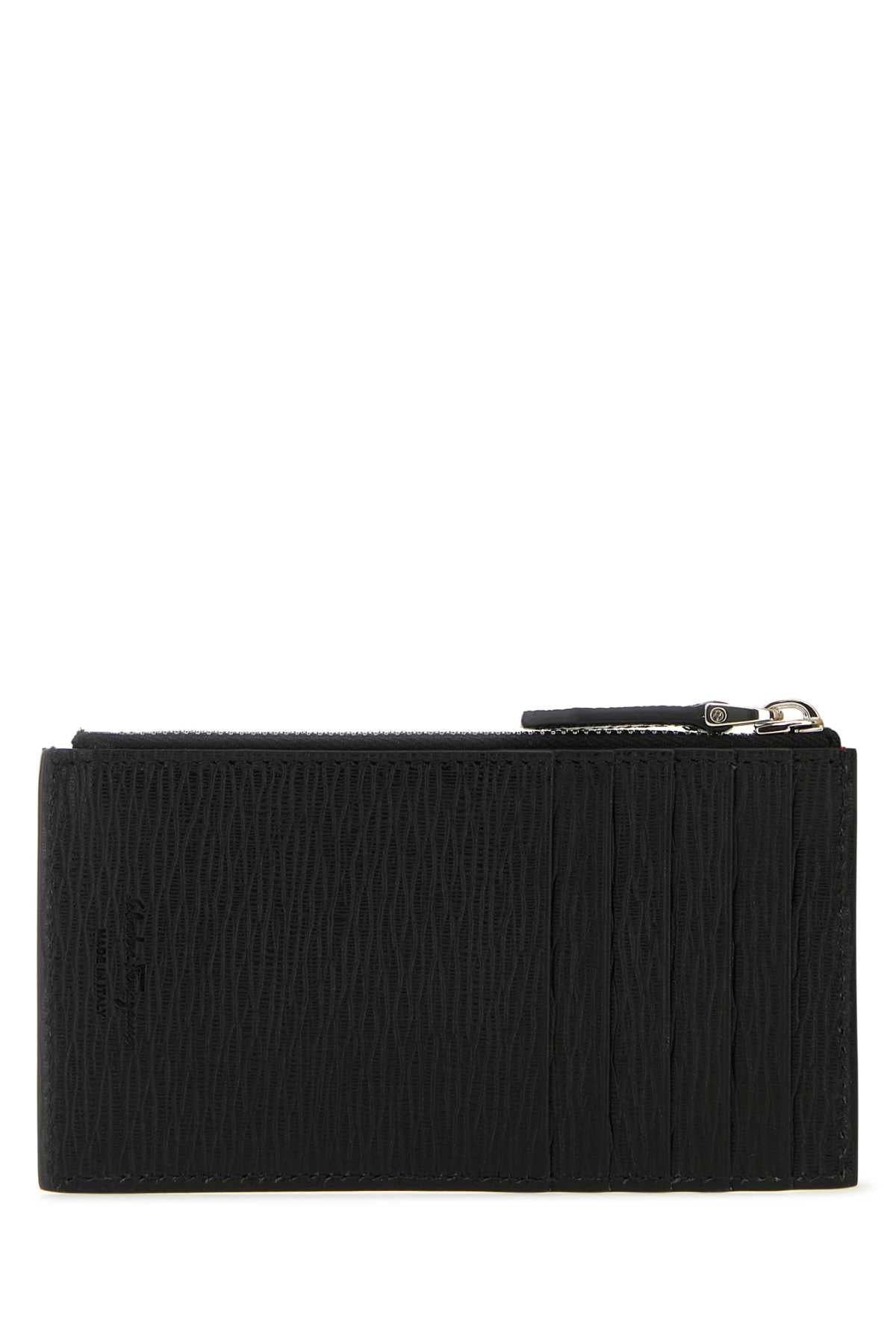 Salvatore Ferragamo Men Black Leather Gancini Card Holder - 3