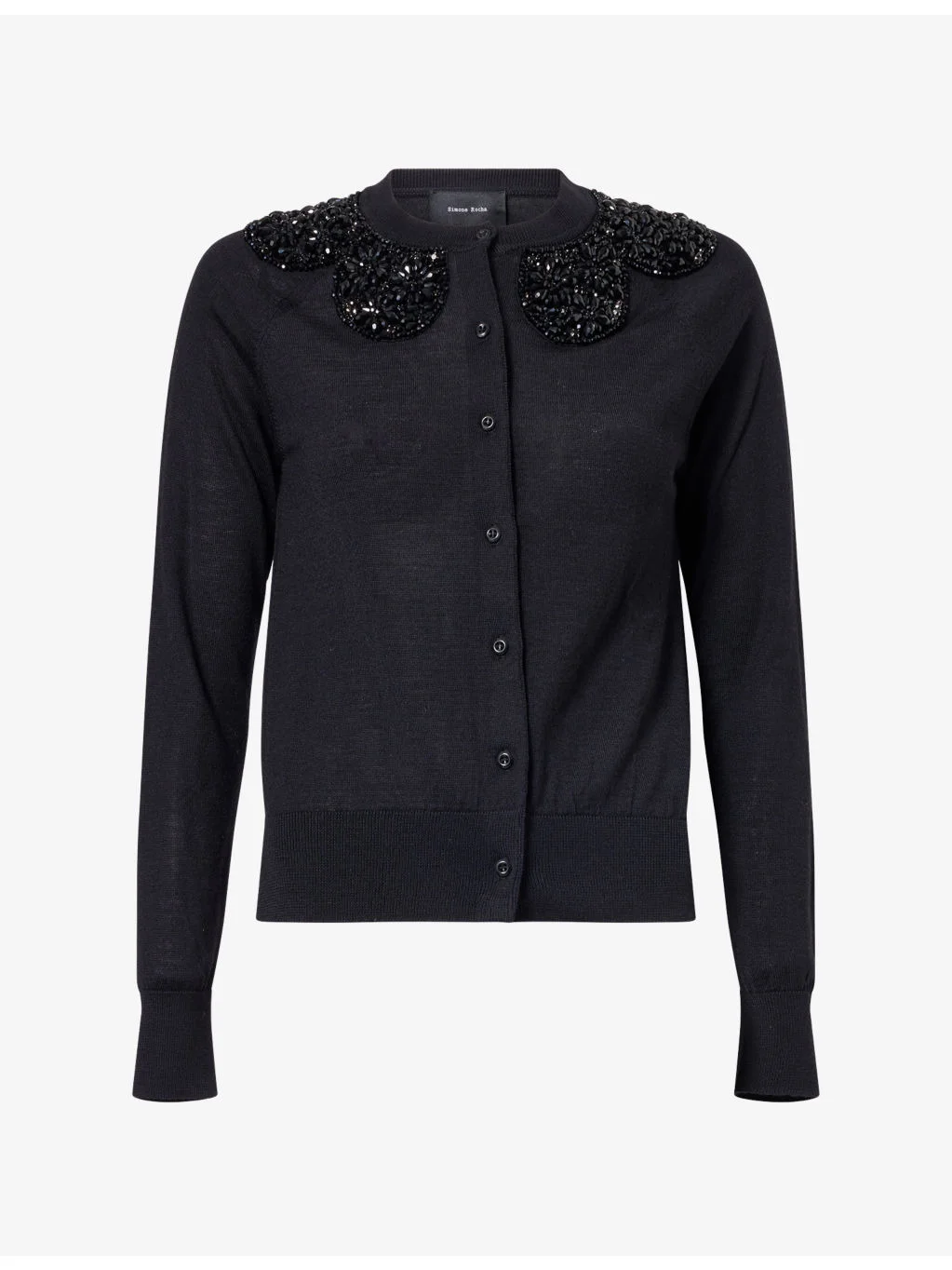 Bead-Embellished Wool-Blend Cardigan - 1