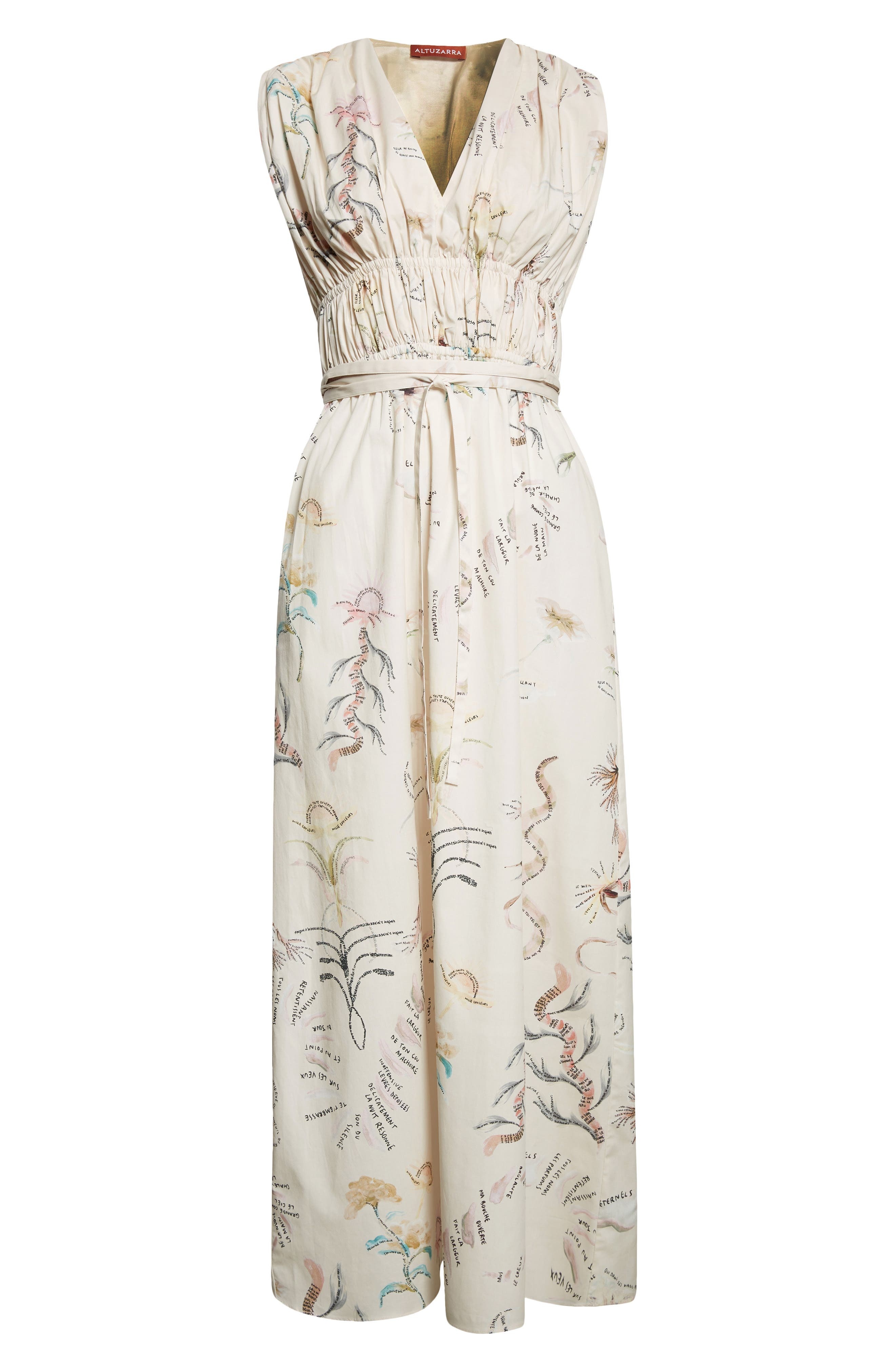 Altuzarra Sybbeline Long Sleeve Silk Georgette Maxi Dress in Ivory Figurative Tattoo at Nordstrom - 6