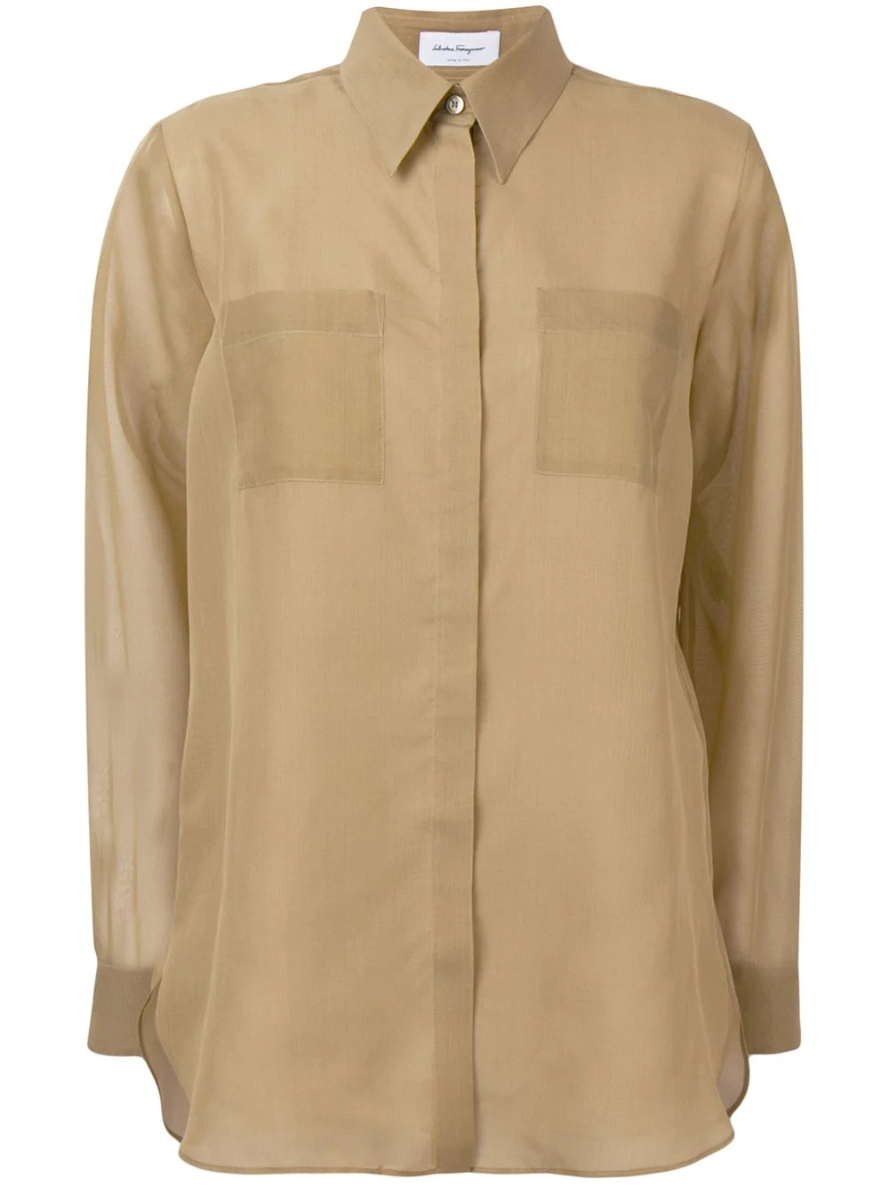 khaki silk blouse - 1