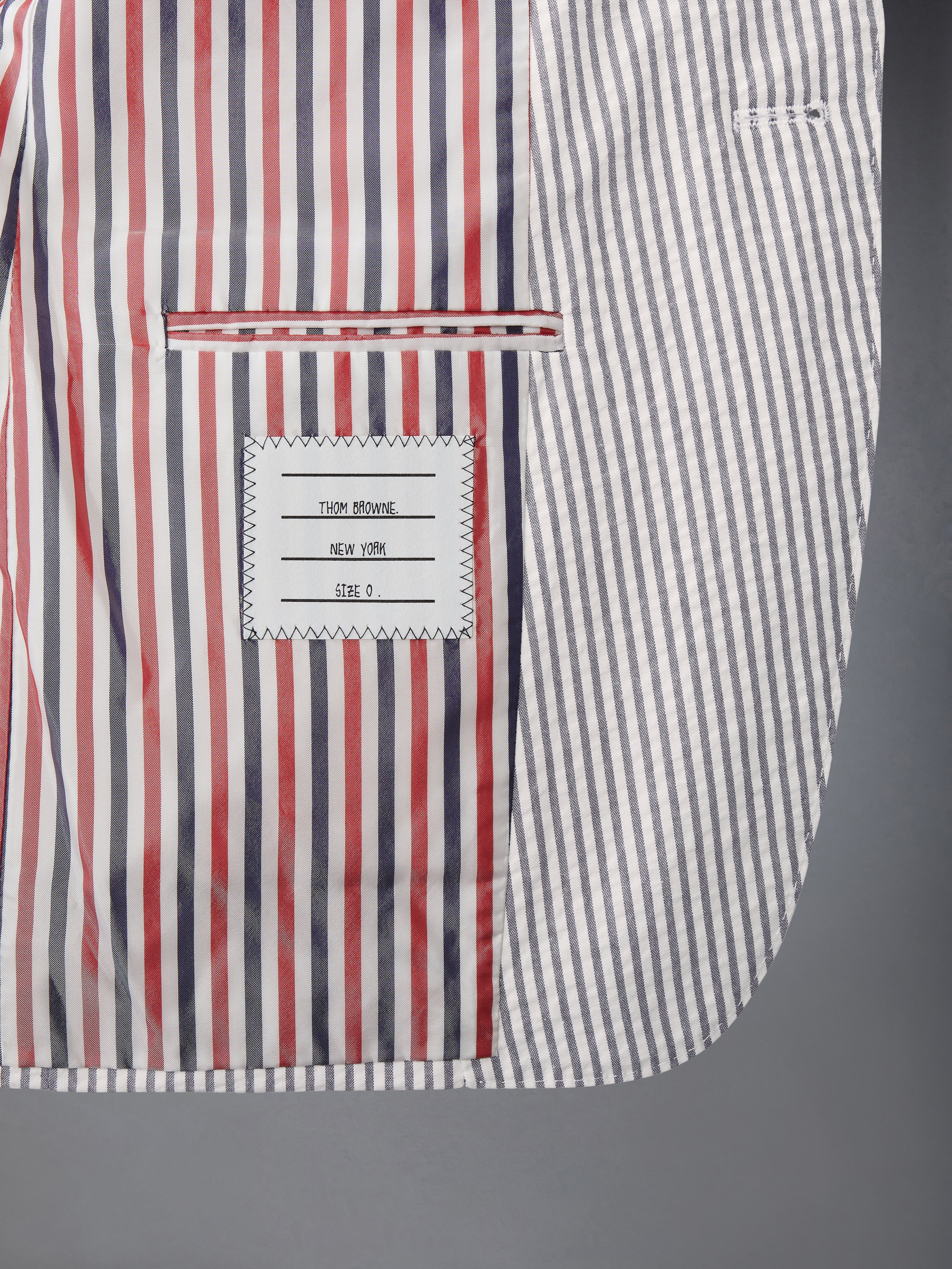 Medium Grey and White Seersucker Half Lined Single Breasted Classic Jacket - 6