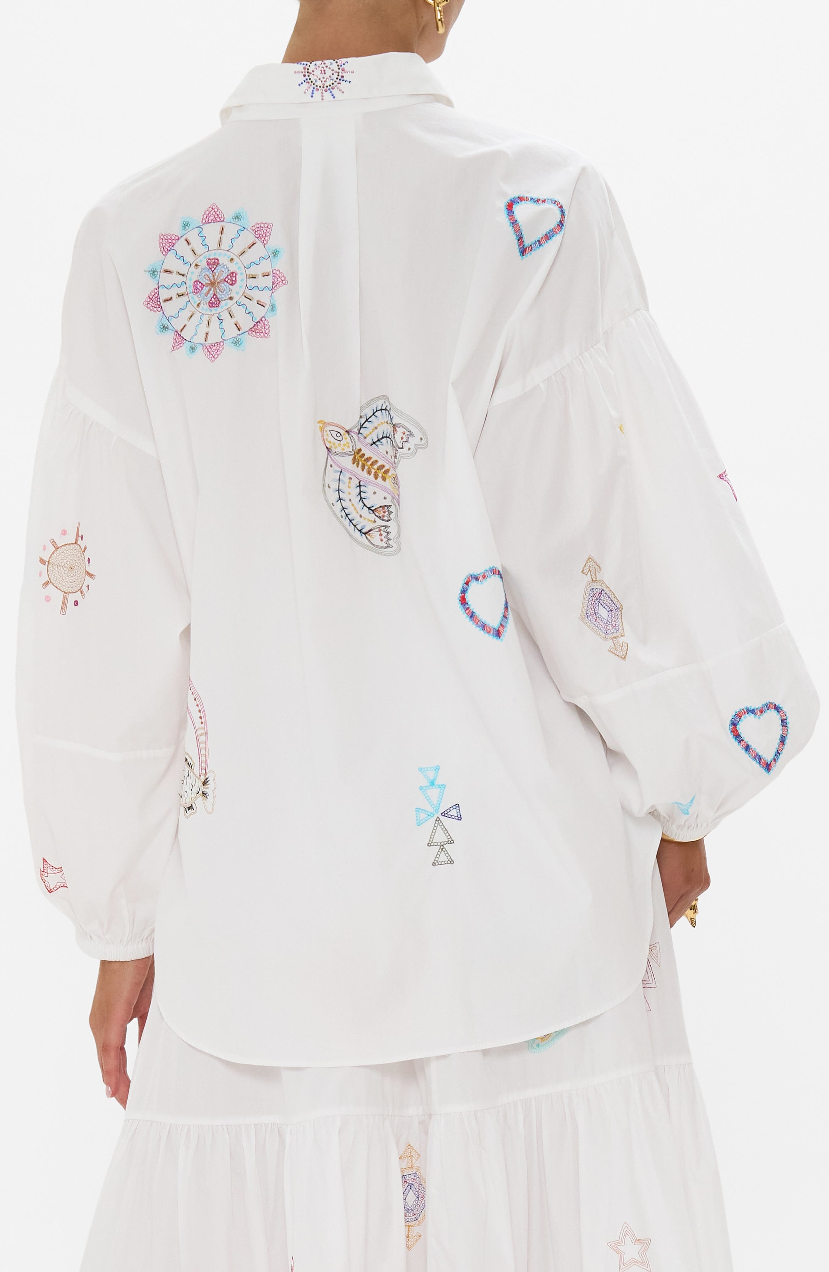 Camilla Embroidered Balloon Sleeve Shirt in Living In Colour at Nordstrom - 2