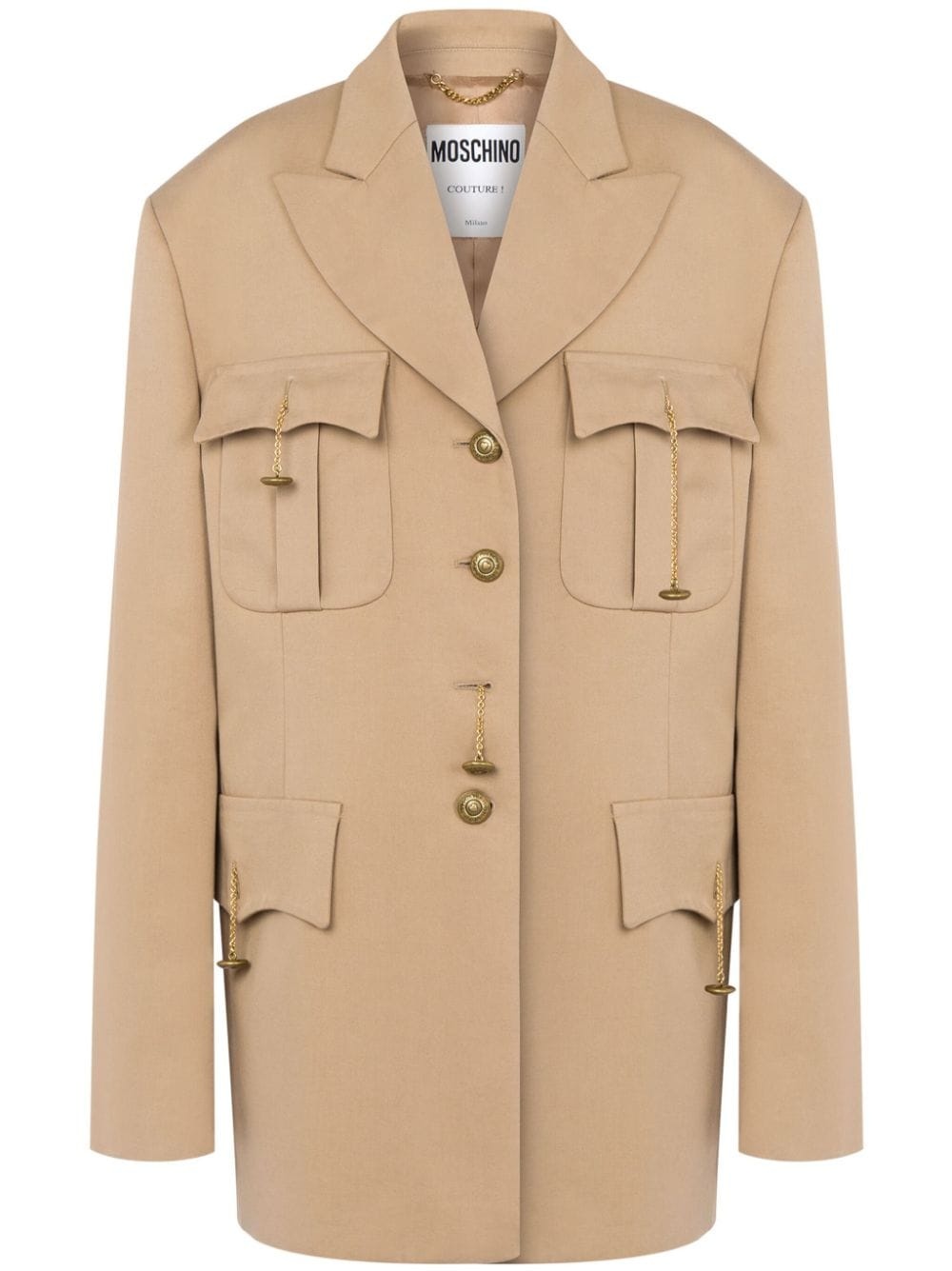 peak-lapel cotton-blend coat - 1