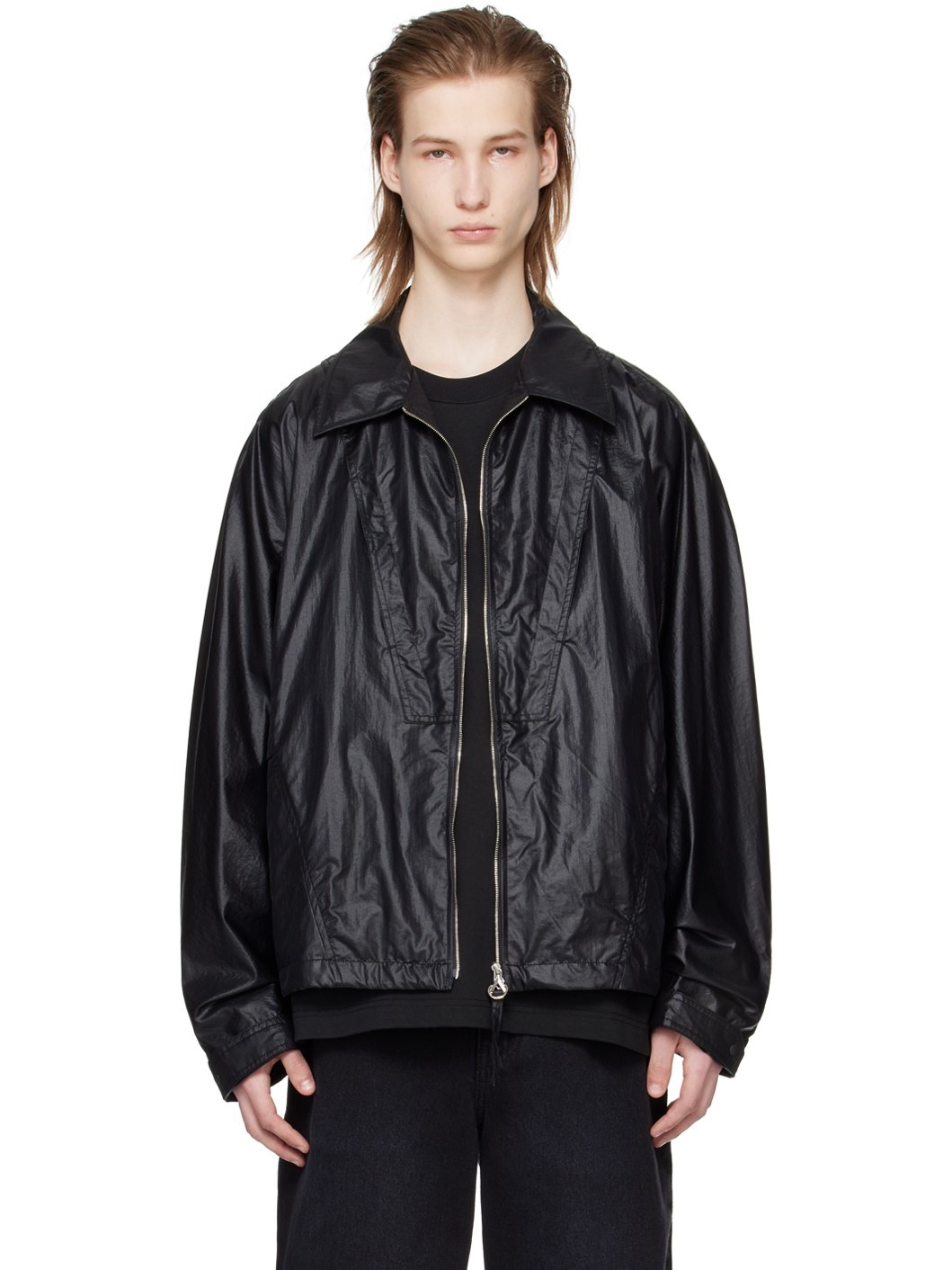 Black Crinkled Jacket - 1