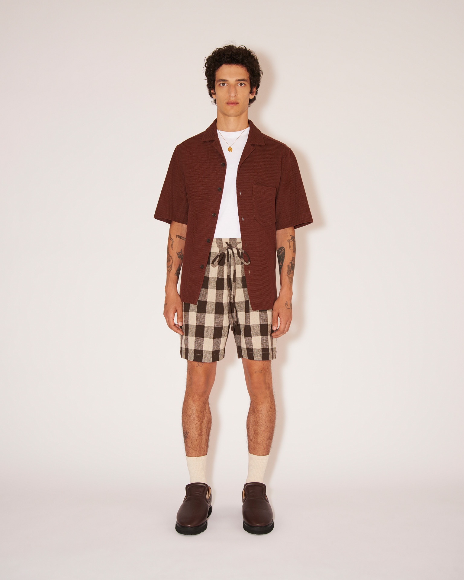 BODIL - Tweed structured shirt - Rust - 3