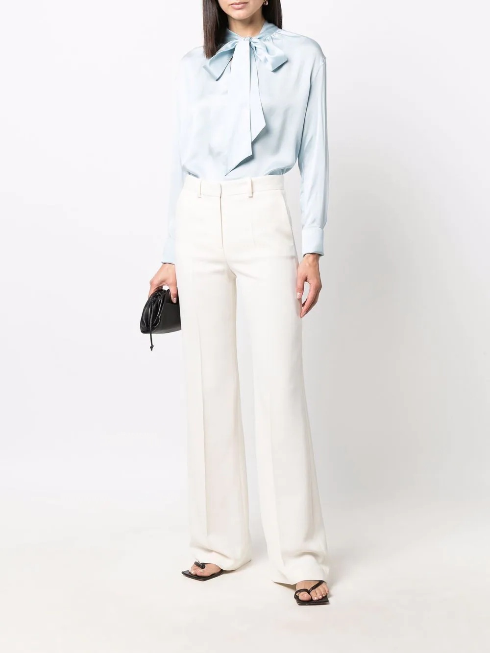 ribbon-fastened silk blouse - 2