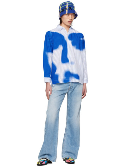 KidSuper White & Blue Blurry Face Shirt outlook