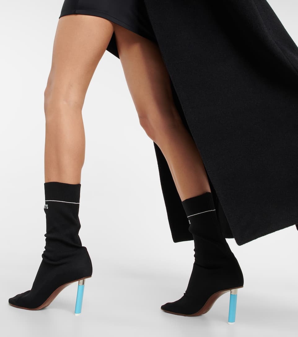 Logo knit ankle boots - 4