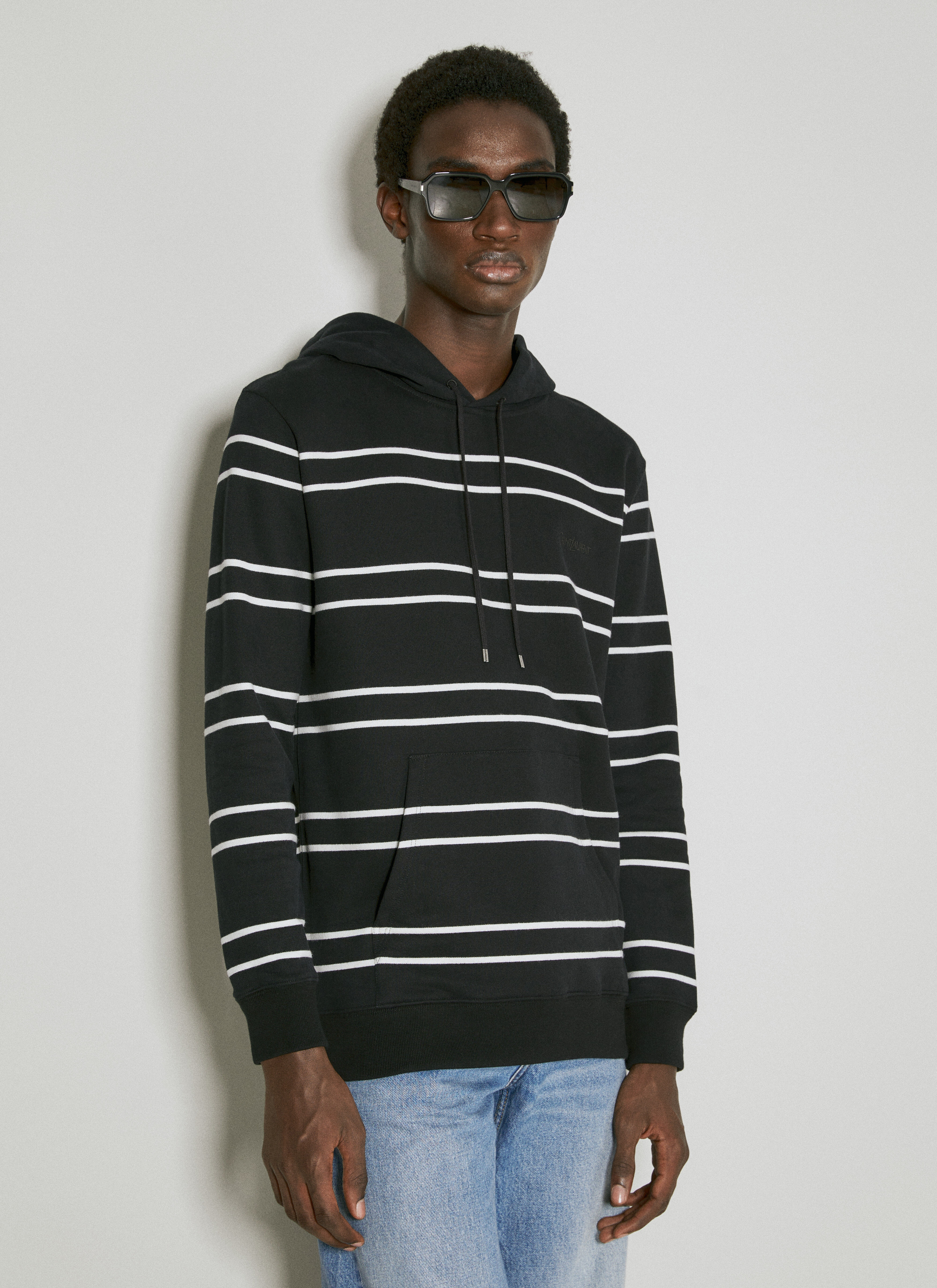 パーカー・フーディ Saint Laurent FW23 STRIPED SWEATSHIRT (759979 Y37IZ1095) Black Saint Laurent Striped Hoodie – CHIIIQ