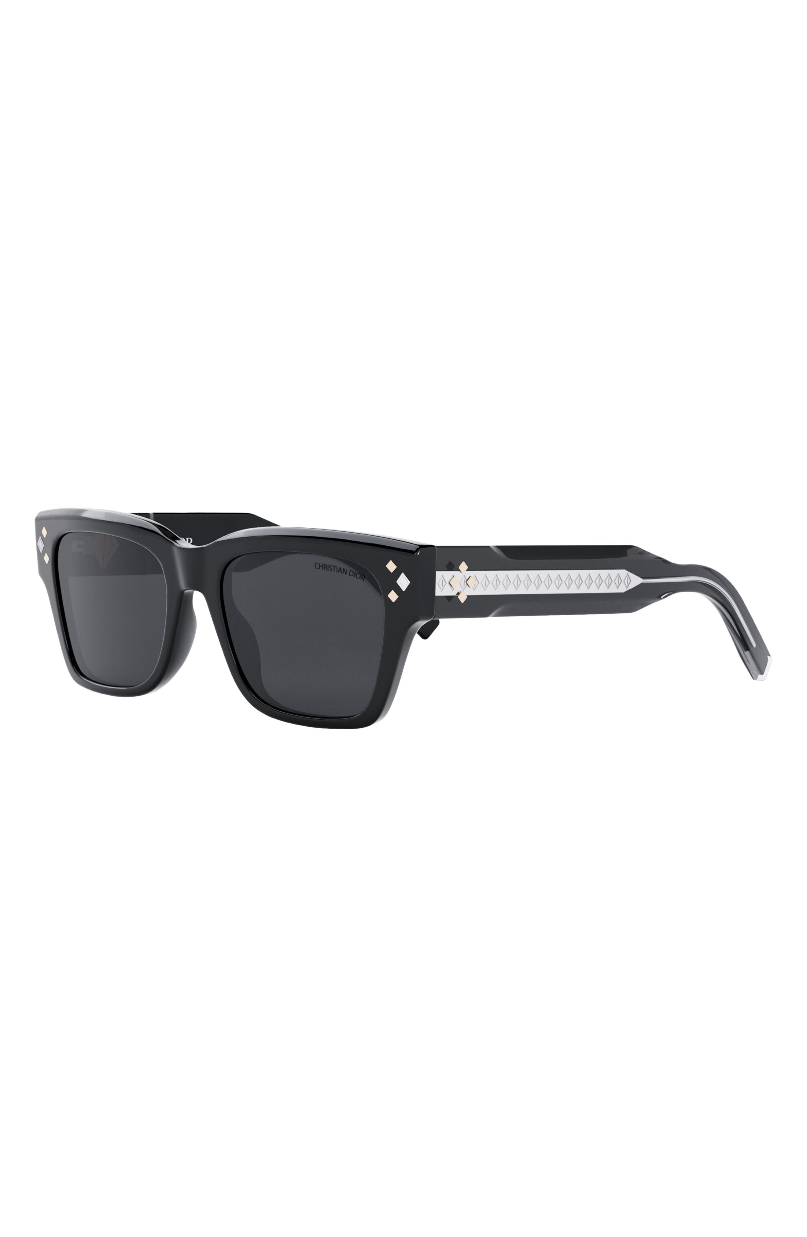 DIOR CD Diamond S2I 54mm Square Sunglasses in Shiny Black /Smoke at Nordstrom - 2