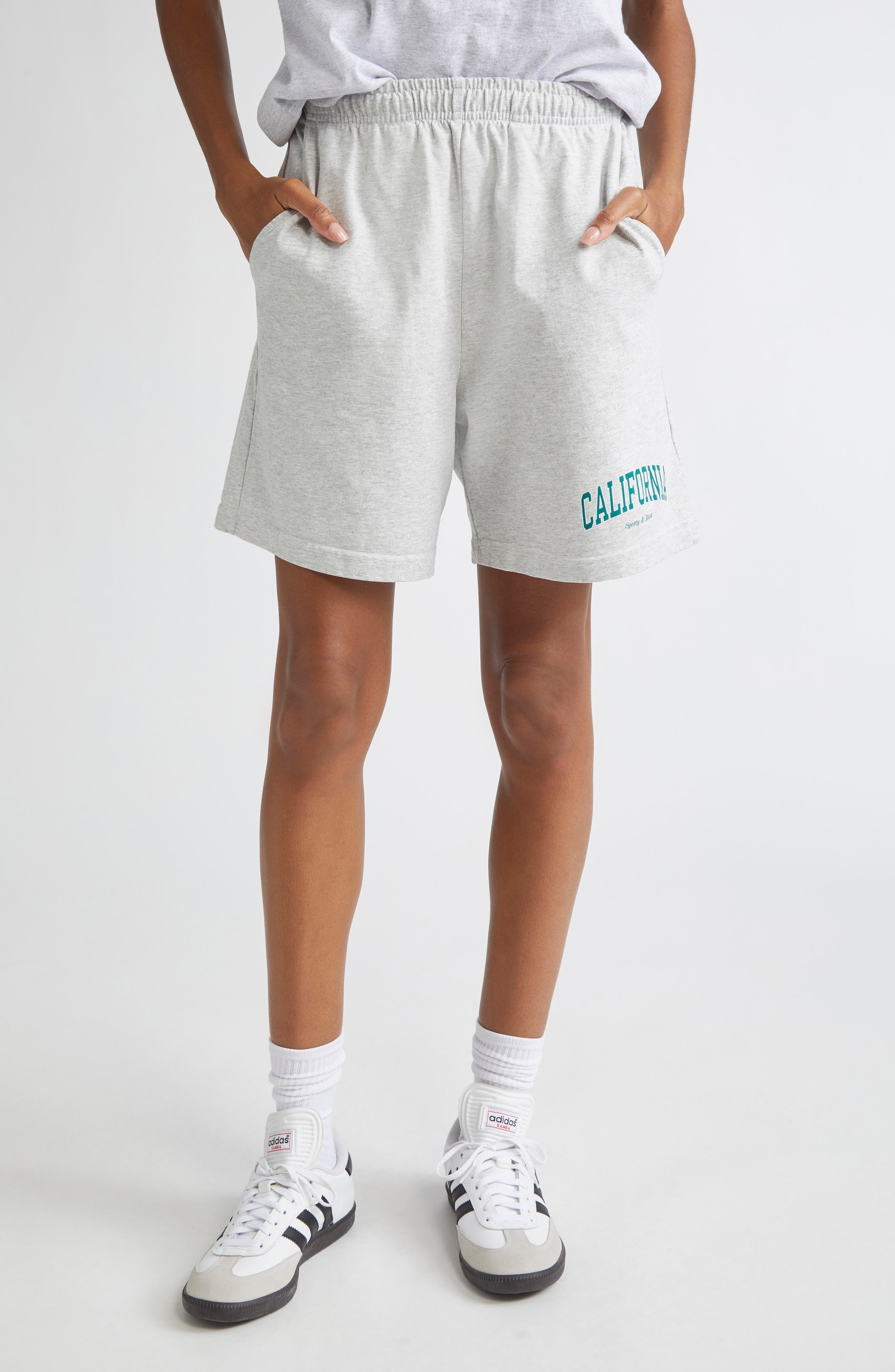 Sporty & Rich California Gym Shorts in Heather Gray at Nordstrom - 1