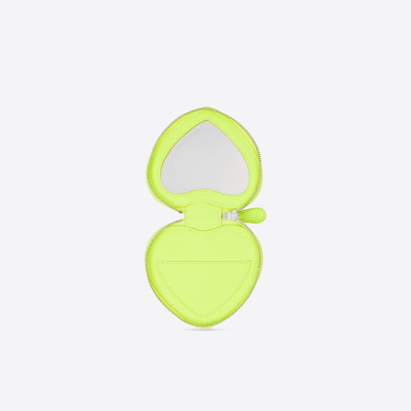 BALENCIAGA Women's Cash Heart Mirror Case in Yellow outlook