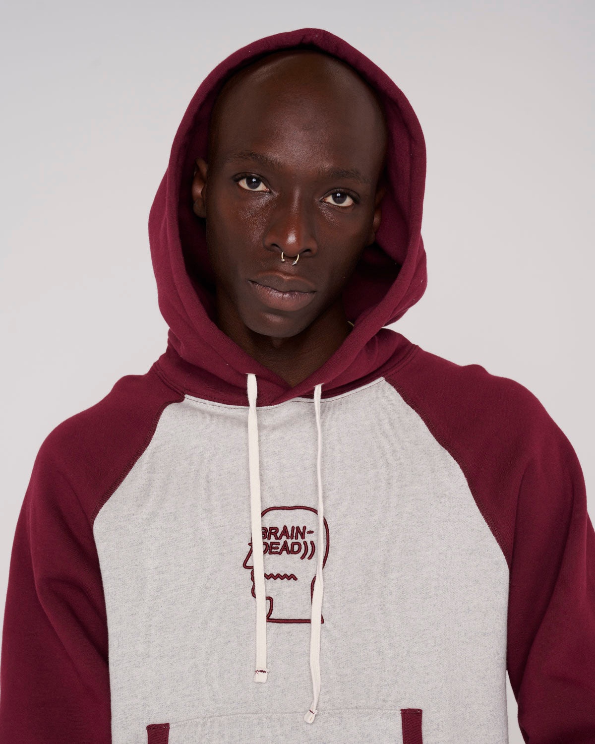 Fleece Logo Head Raglan Hoodie - Oatmeal Maroon - 6