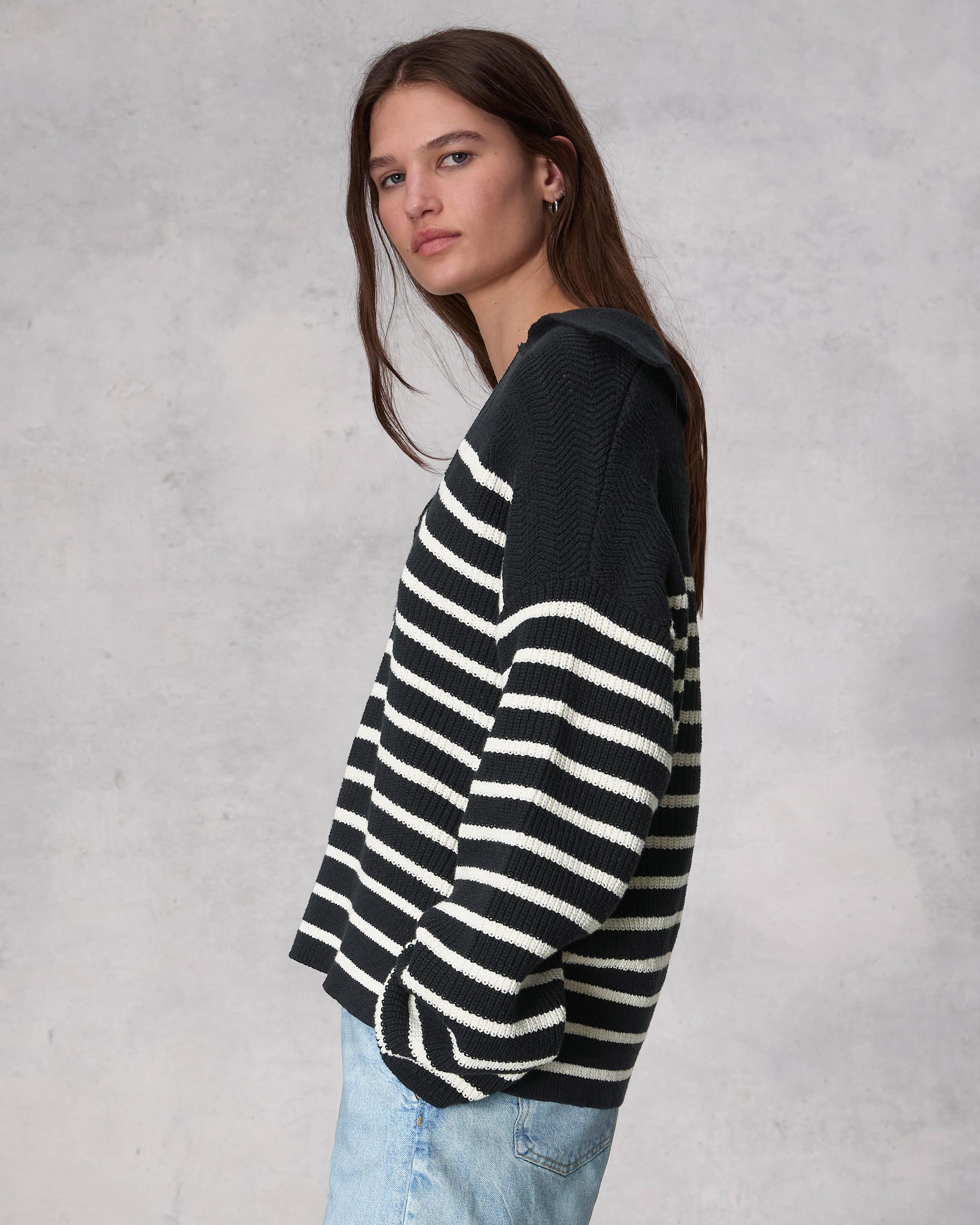 Jen Striped Cotton Polo Sweater
Oversized Fit - 4