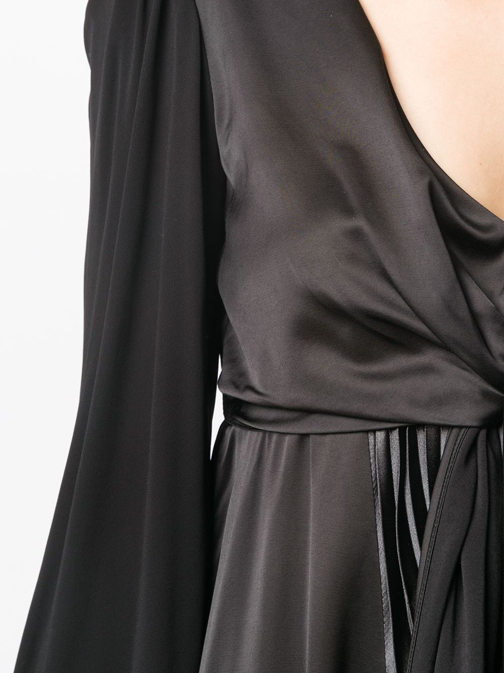 tie front satin evening dress - 5