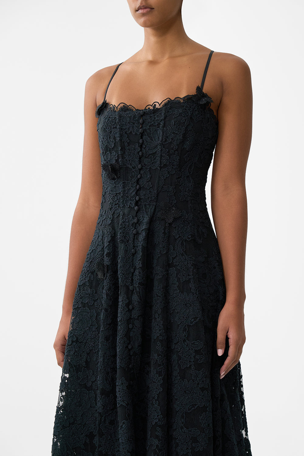 CORSET DRESS WITH LONG FLARED SKIRT - 5