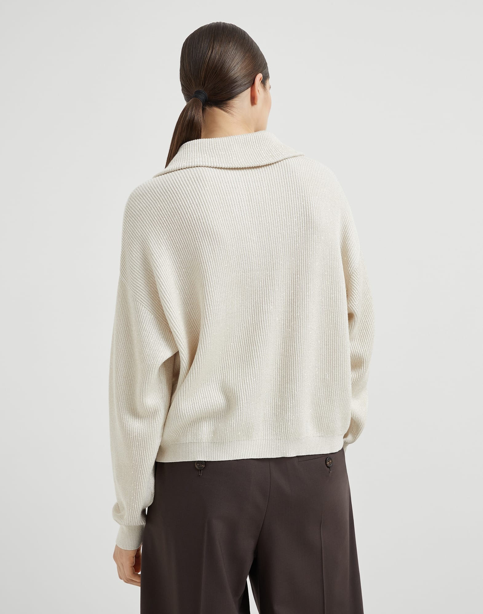 Sparkling cotton vanisé English rib knit polo shirt - 2