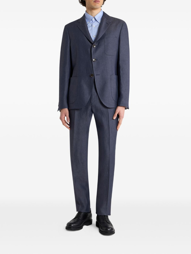 Etro chevron single-breasted linen jacket outlook
