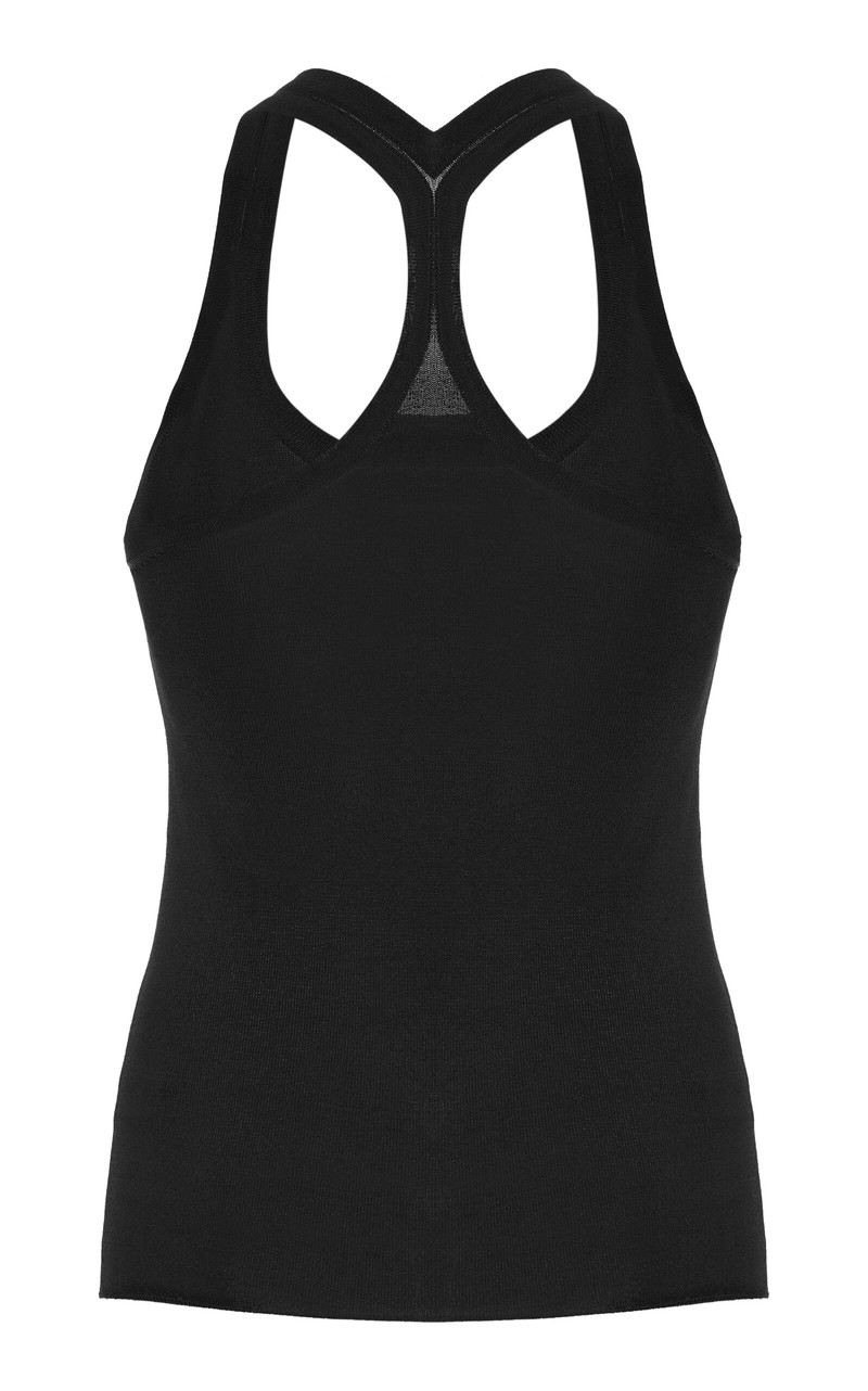 BRANDON MAXWELL The Raven Racerback Knit Tank Top black outlook