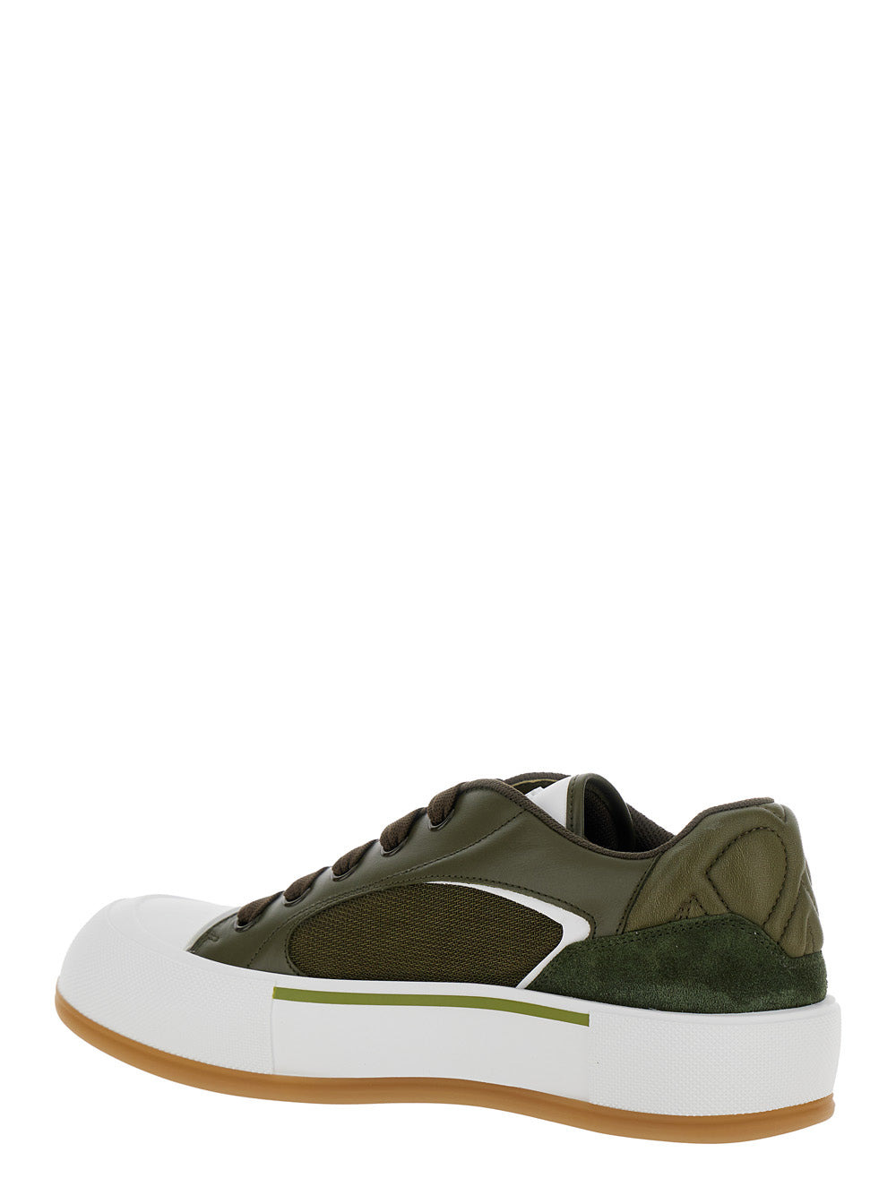Alexander Mcqueen Men 'Cruis' Green Low Top Sneakers With Logo Detail In Leather And Fabric Man - 2