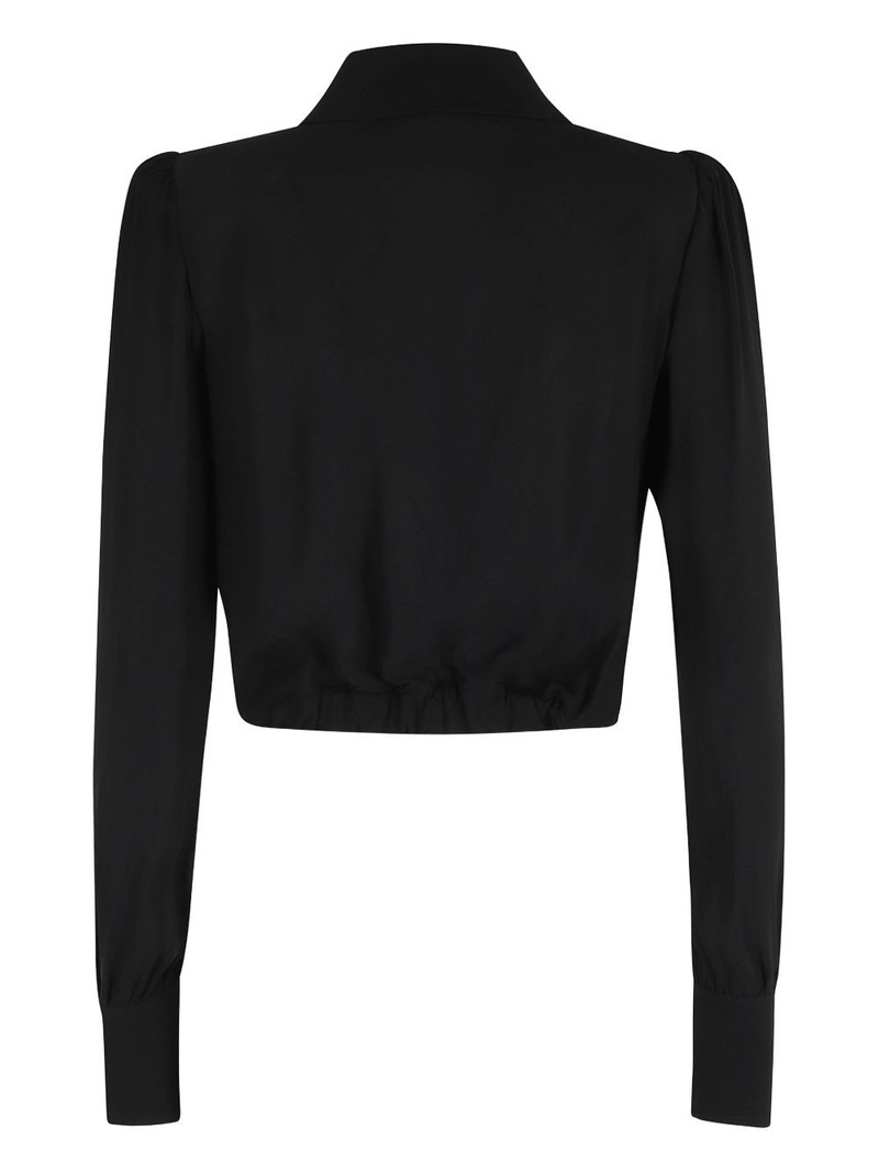 ELISABETTA FRANCHI Nero chain-embellished wrap top outlook