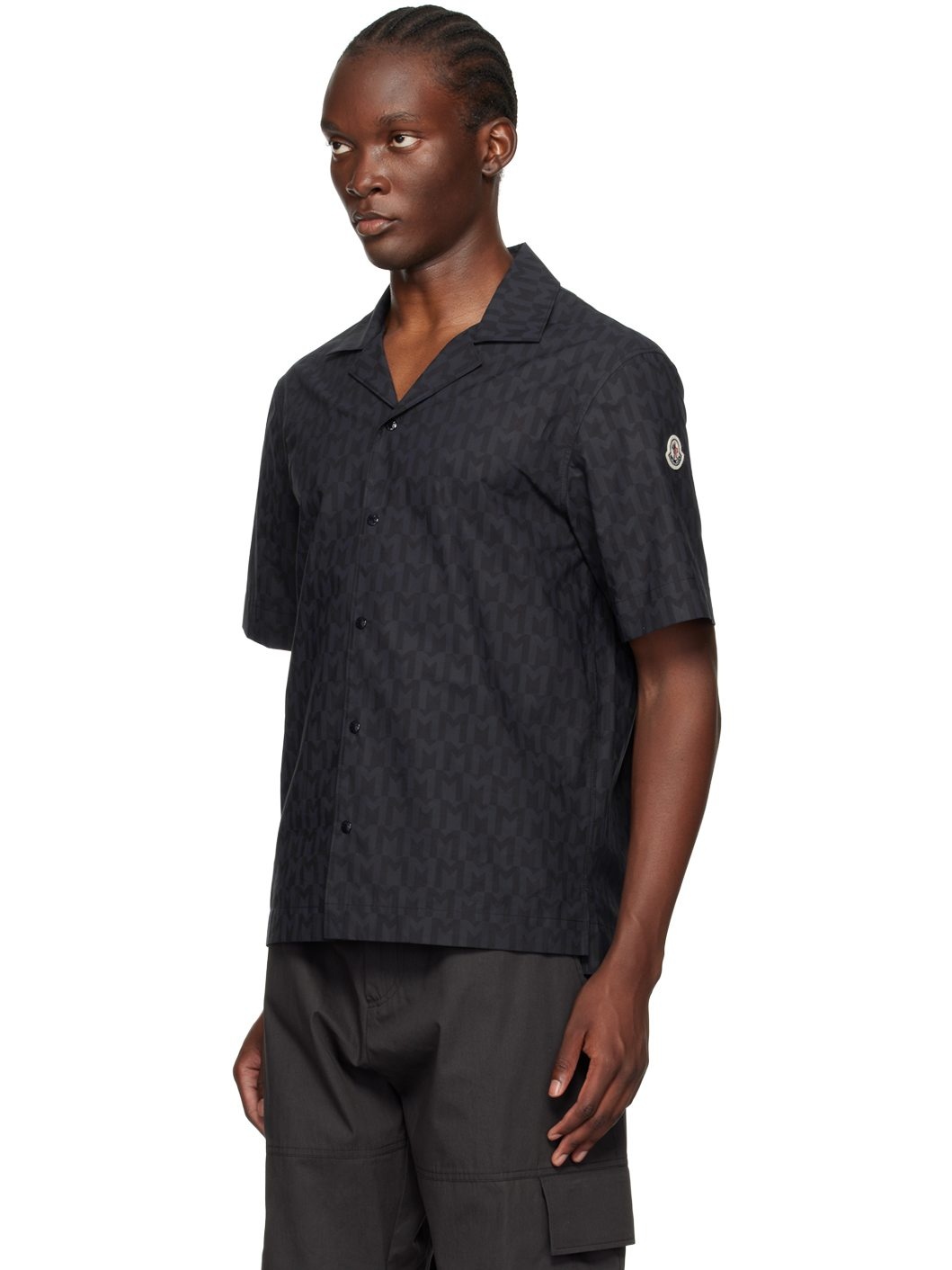 Navy Monogram Print Shirt - 4