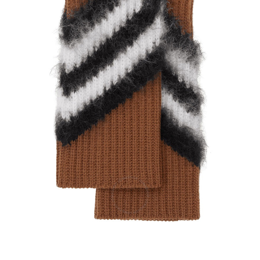Burberry Chevron Lambskin Leather Gloves with Removable Overlay - 5