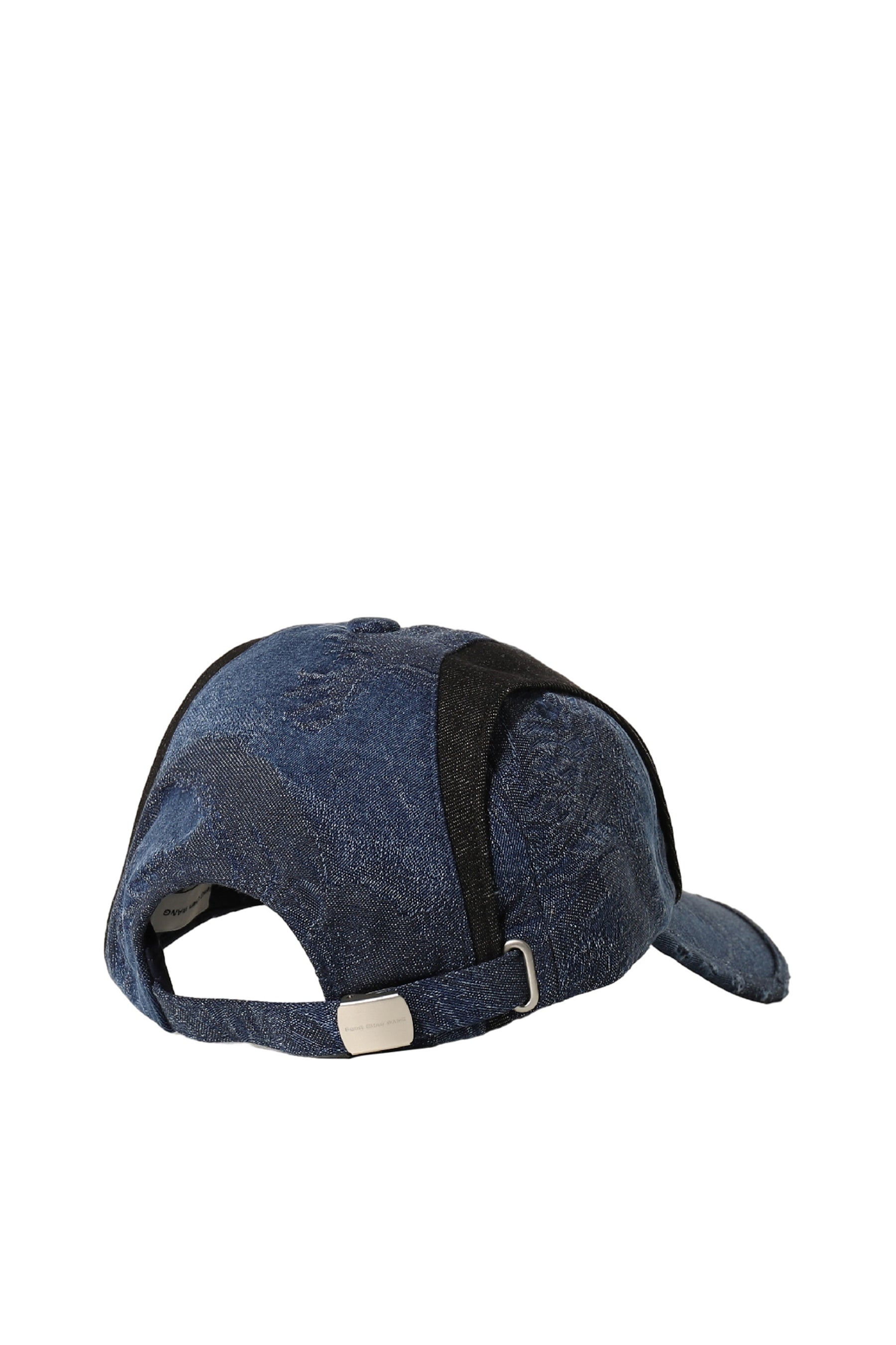 NAVY DRAGON PATTERN DENIM PATCHWORK CAP / BLU - 4