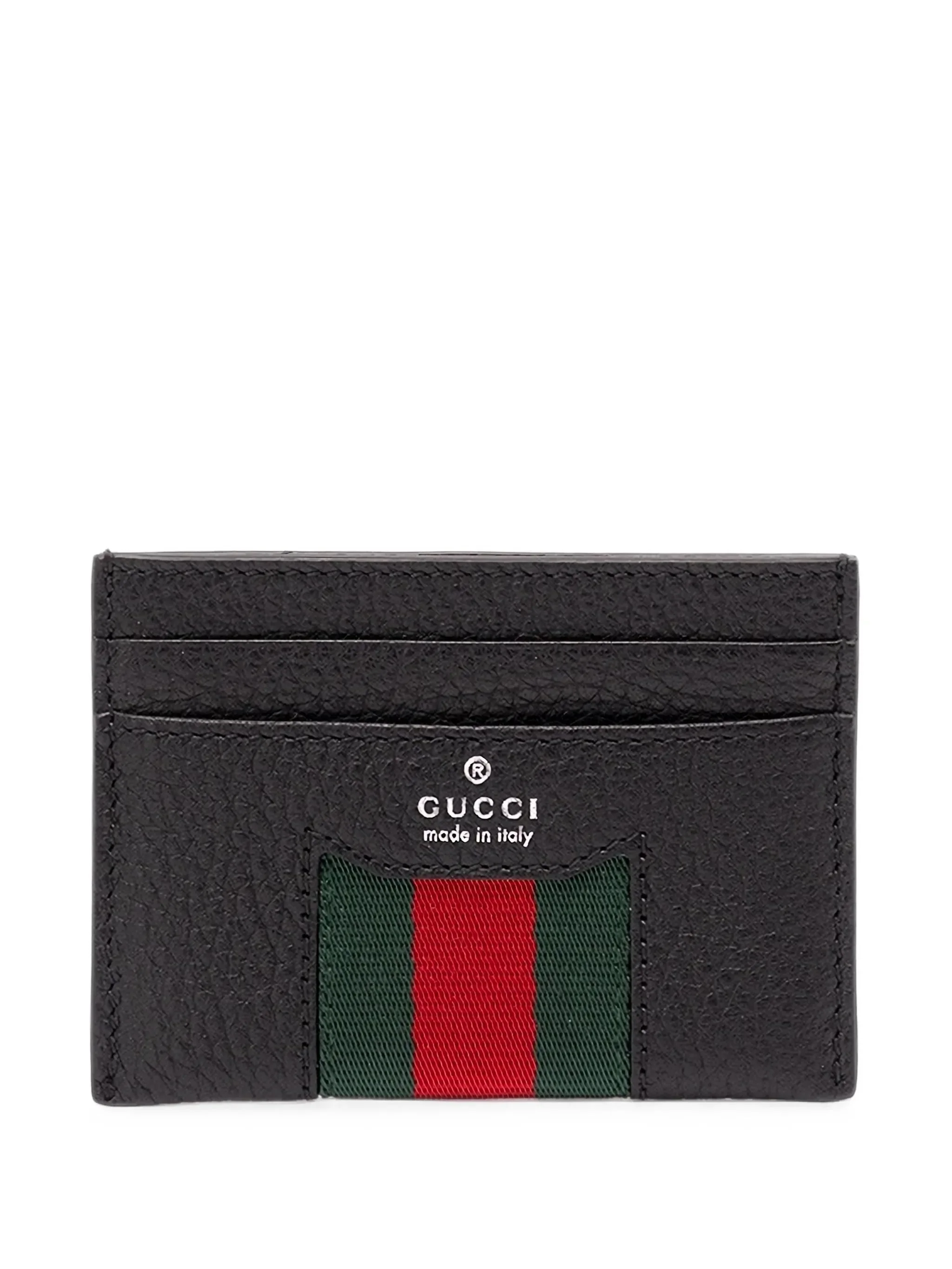 Gucci Web-detail Grained Leather Card Holder - 1