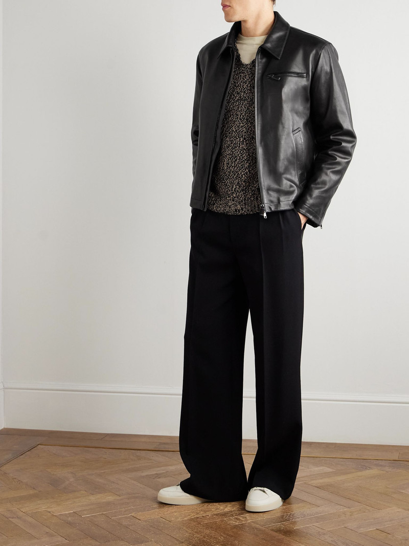 Brioni Leather Blouson Jacket Black outlook