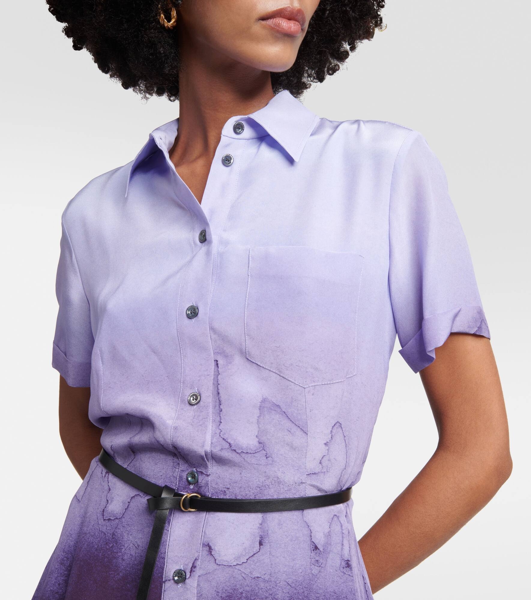 Kiera printed silk shirt dress - 4