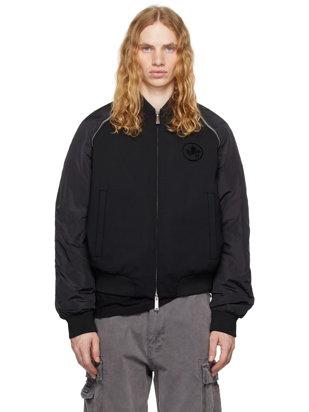 Black Classic Zipped Bomber Jacket - 1