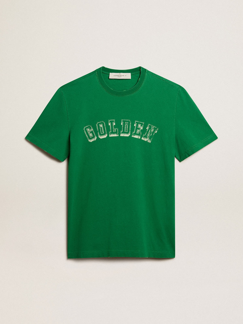 Men’s green cotton T-shirt with lettering at the center 1
