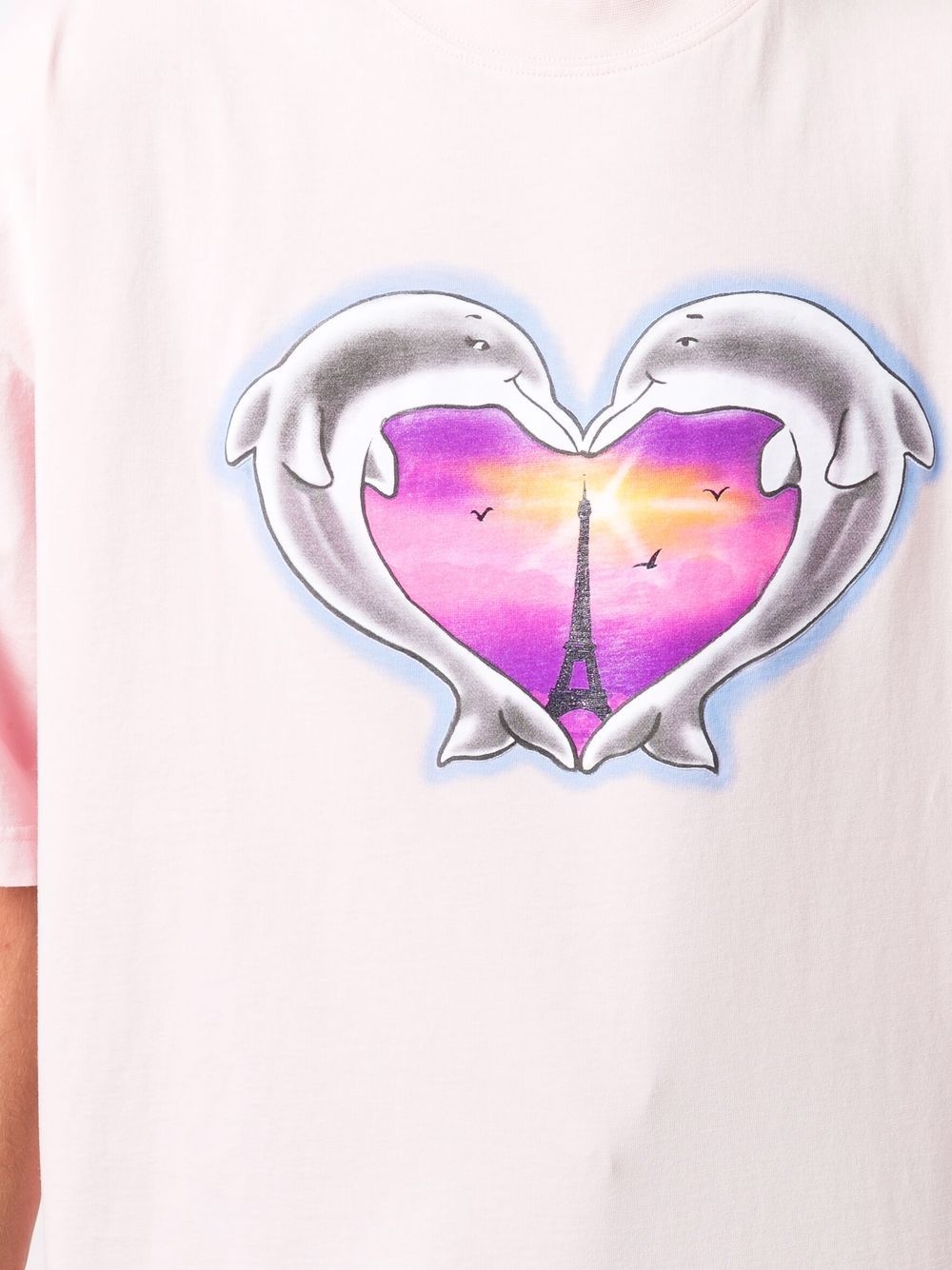 heart print crew neck T-shirt - 6