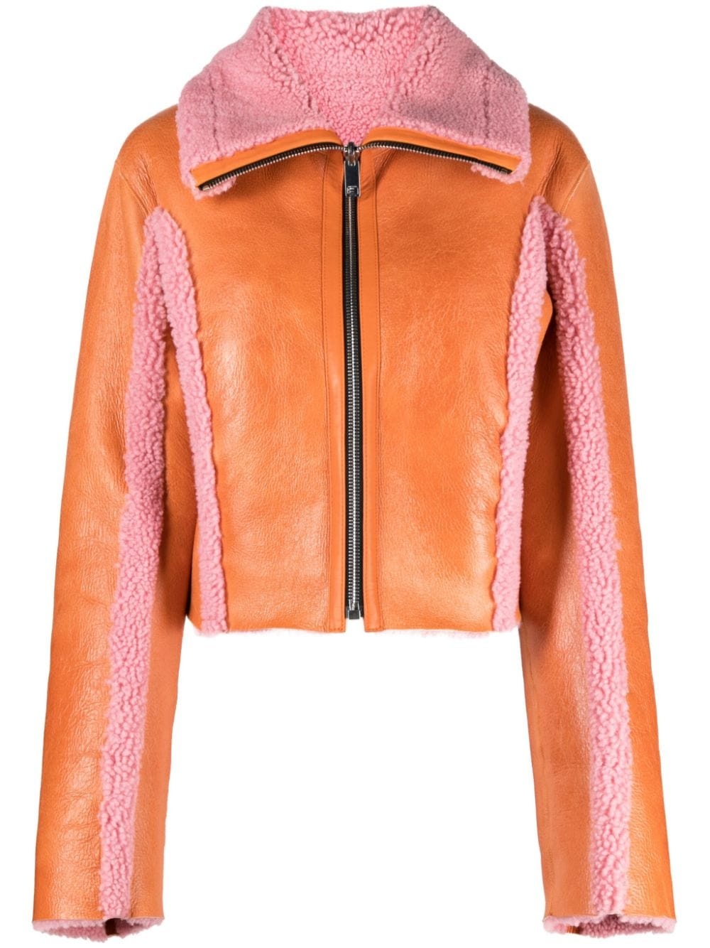 two-tone leather jacket - 1
