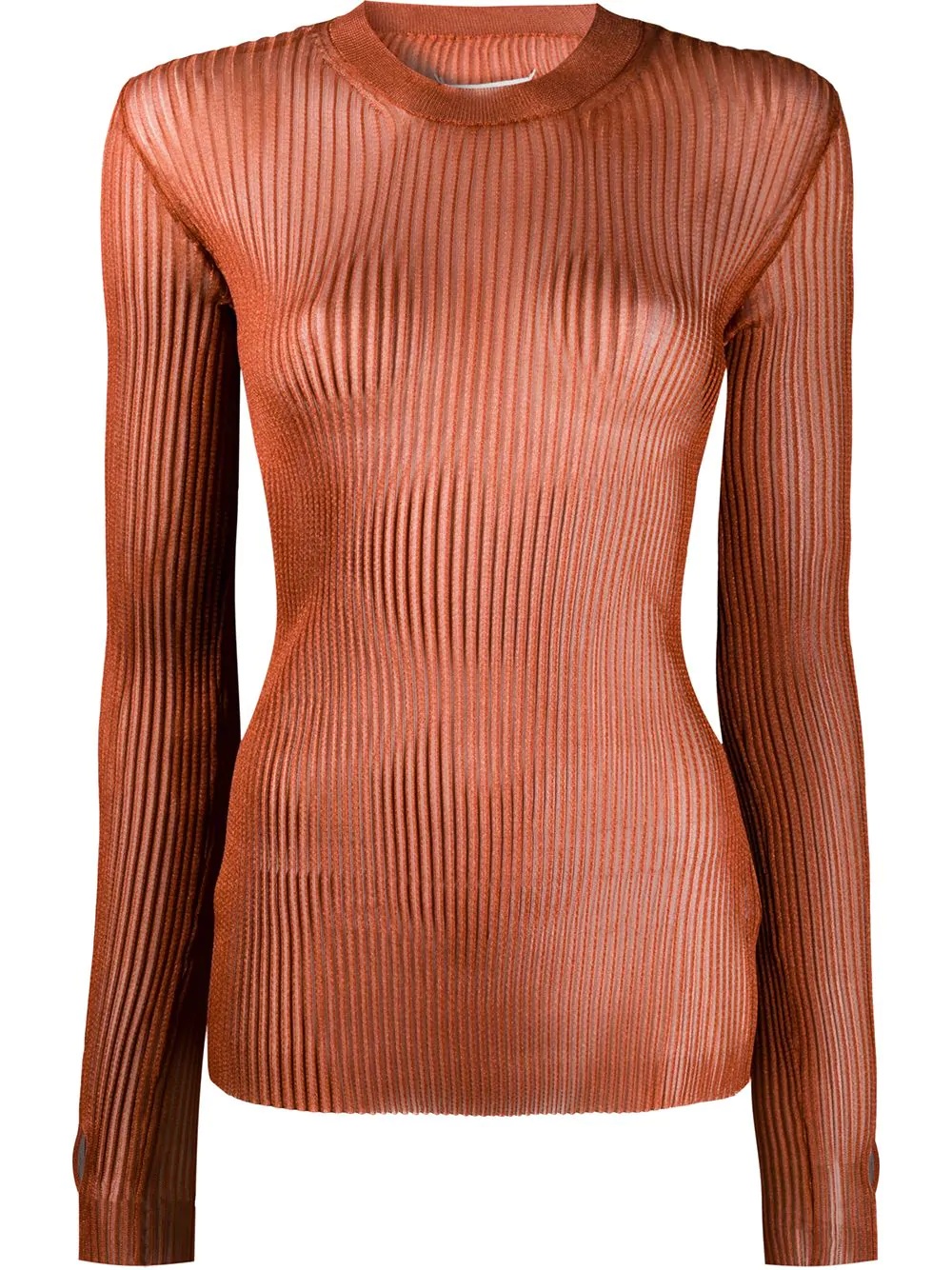 metallic ribbed knitted top - 1