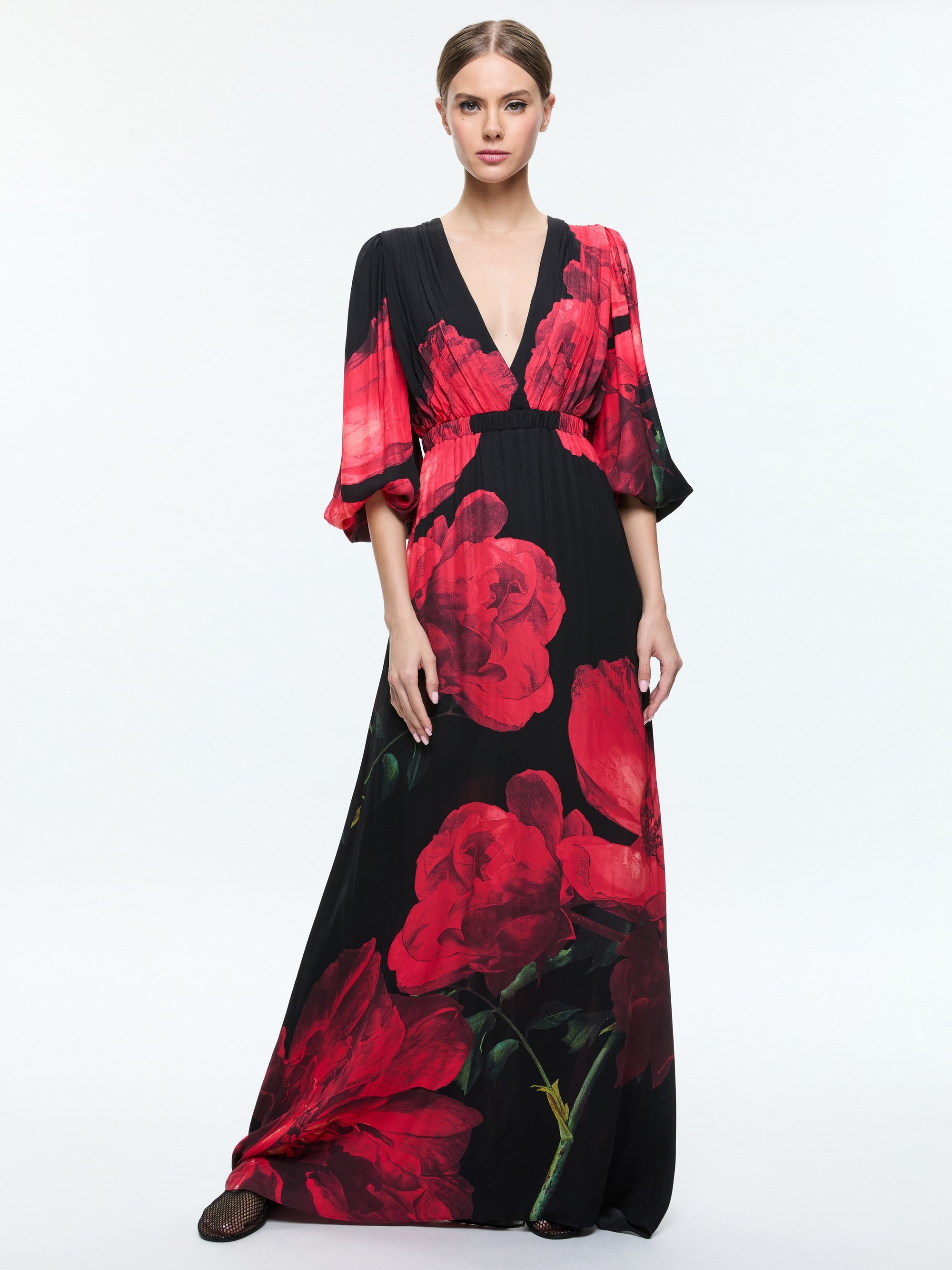 CLARISSA DEEP V GODET MAXI DRESS - 2