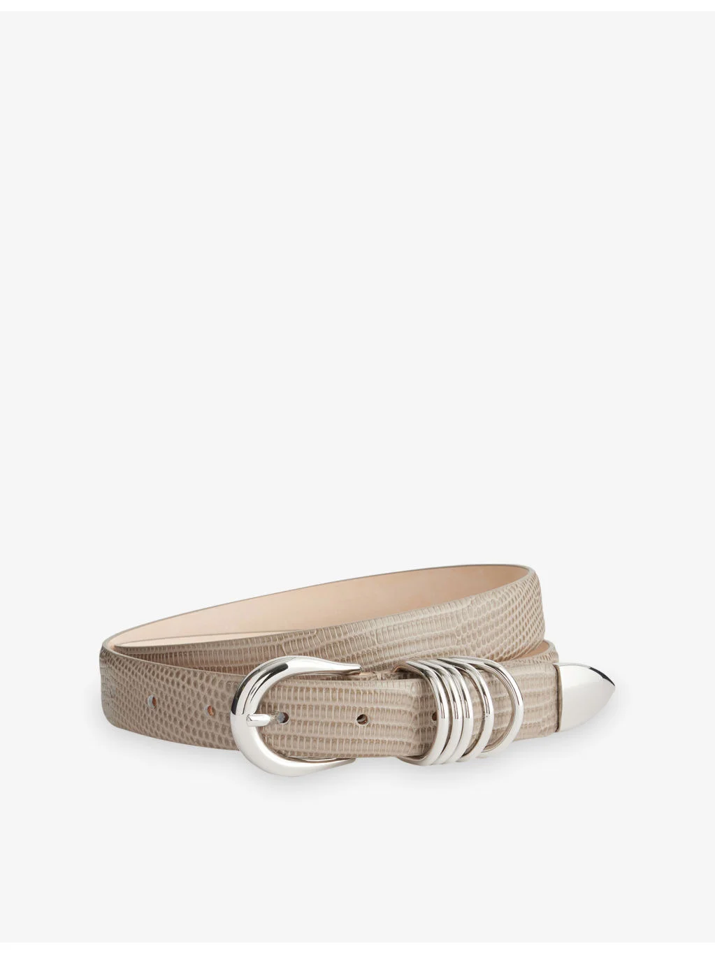 Hollyhock Lizard Embossed Leather Belt - 1