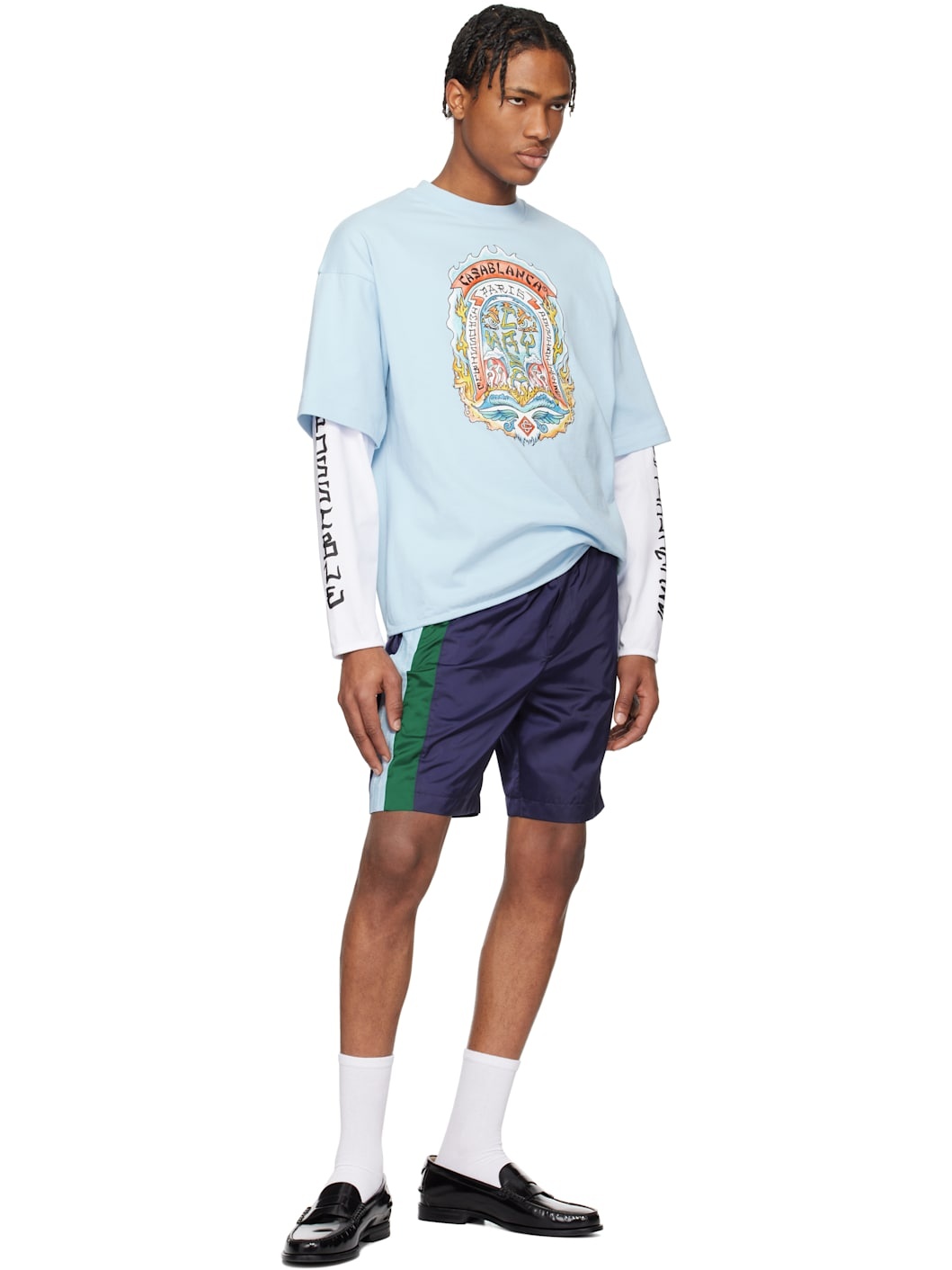 Blue 'Casa Way' Skate Double Layer T-shirt - 4