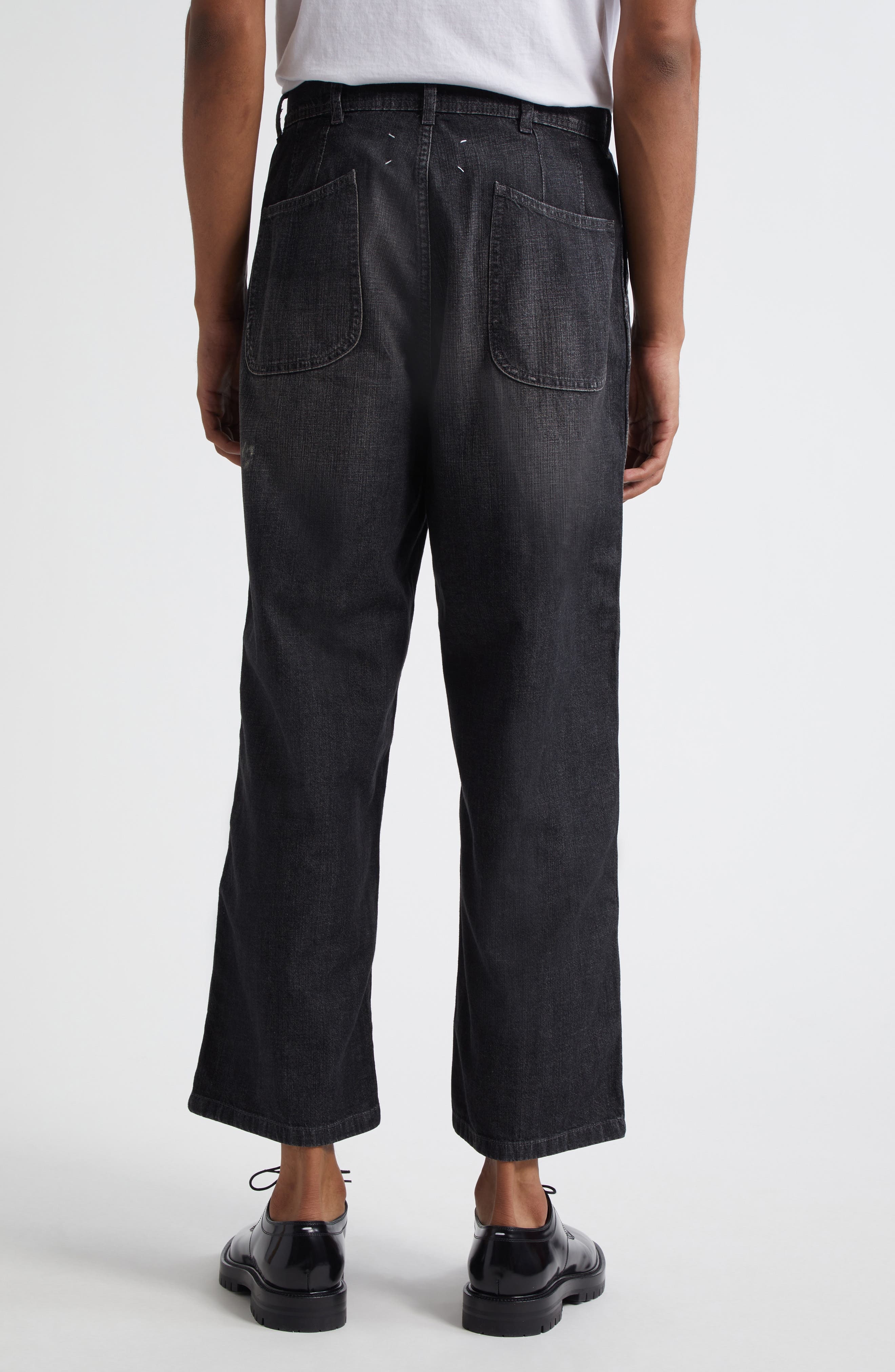 Maison Margiela Paint Splatter Wide Leg Jeans in Black at Nordstrom - 2