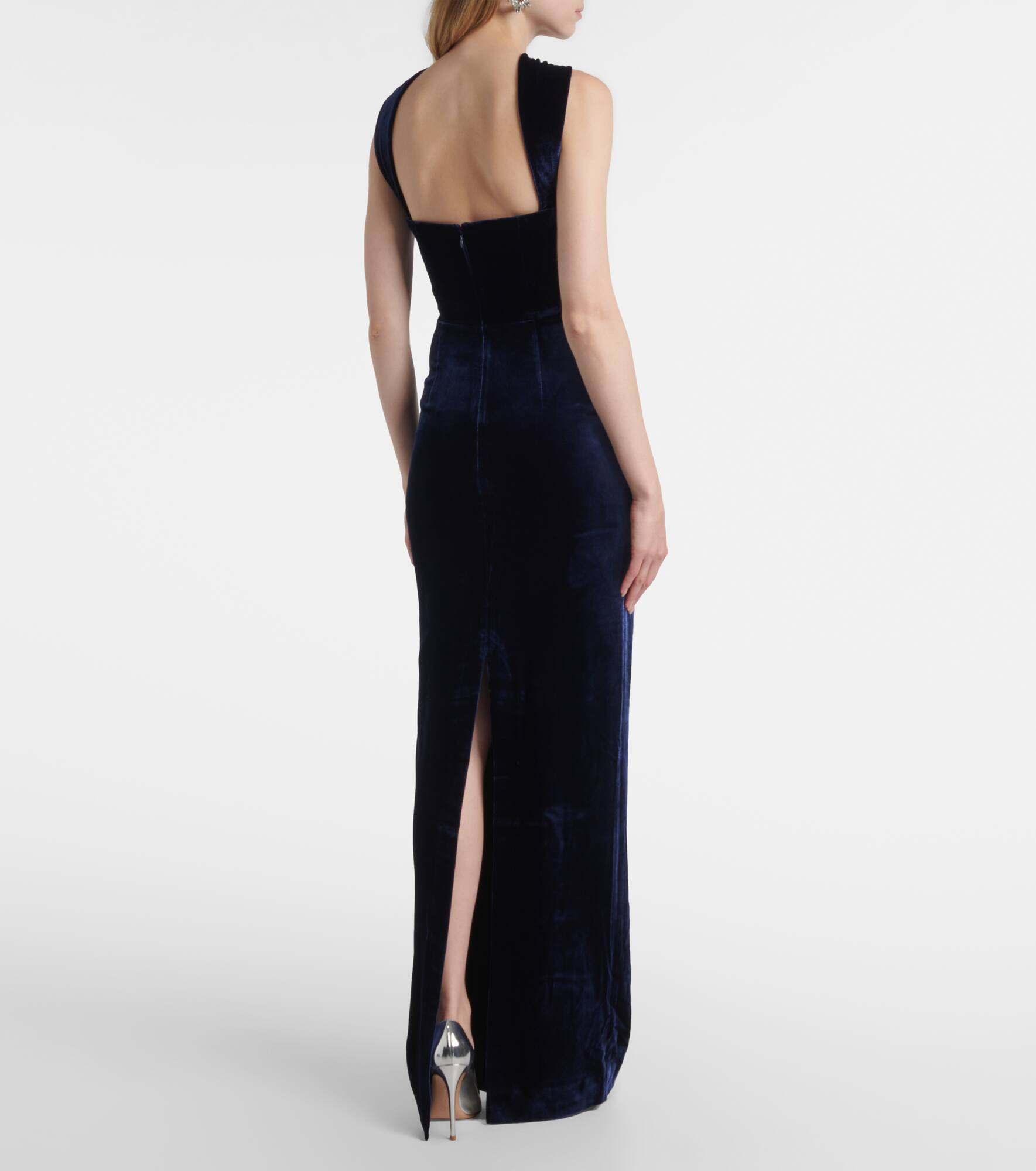 Scarf-detail velvet corset gown - 3